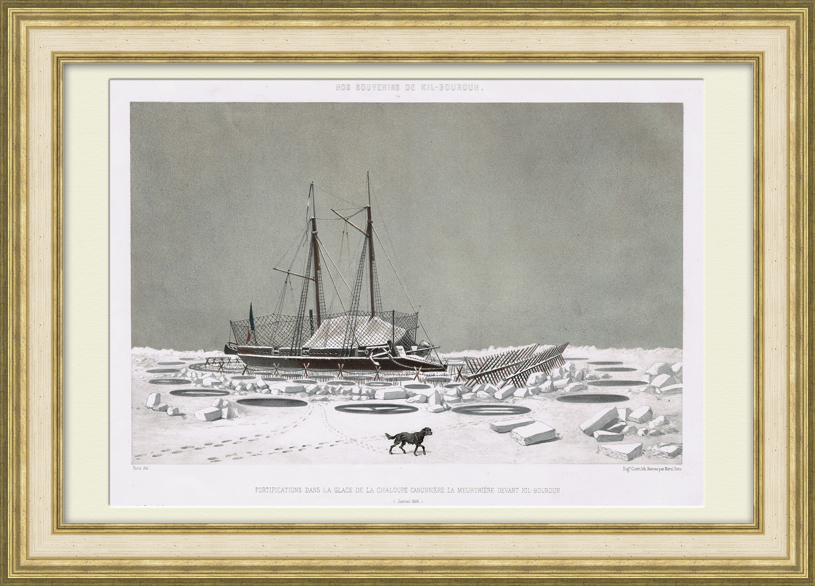 Военное судно La Meurtrière в Крыму. Редкая антикварная литография Военное судно La Meurtrière в Крыму. Редкая антикварная литография