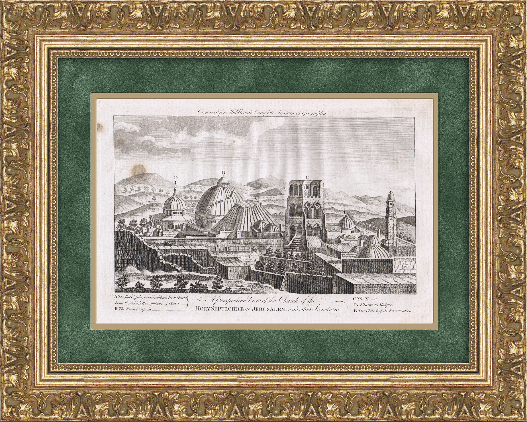 Иерусалим: Храм Воскресения Господня в перспективе, мечеть и церковь. Гравюра 1779 года Иерусалим: Храм Воскресения Господня в перспективе, мечеть и церковь. Гравюра 1779 года