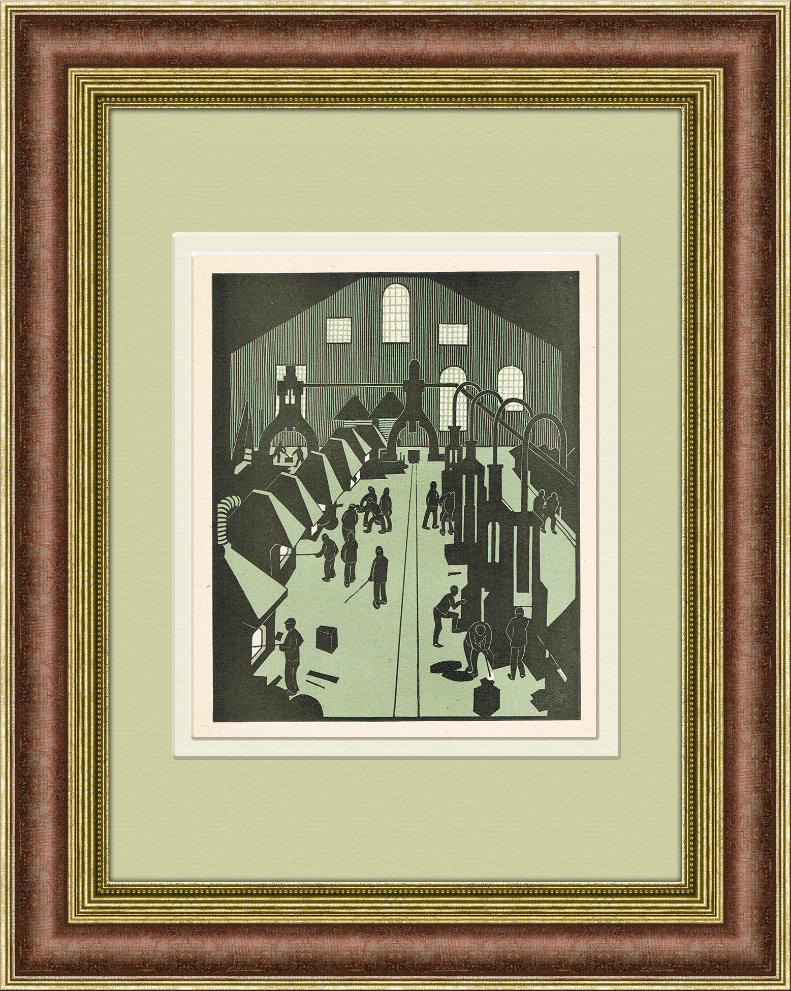 Мытищинский машиностроительный завод, линогравюра, 1921 г. Мытищинский машиностроительный завод, линогравюра, 1921 г.