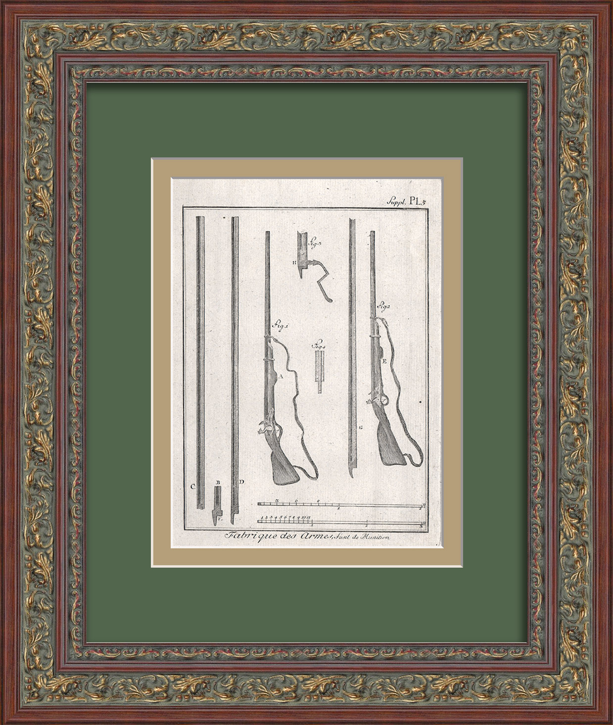 Мушкеты. Военное оружие эпохи Просвещения, уникальная гравюра 18 века Мушкеты. Военное оружие эпохи Просвещения, уникальная гравюра 18 века