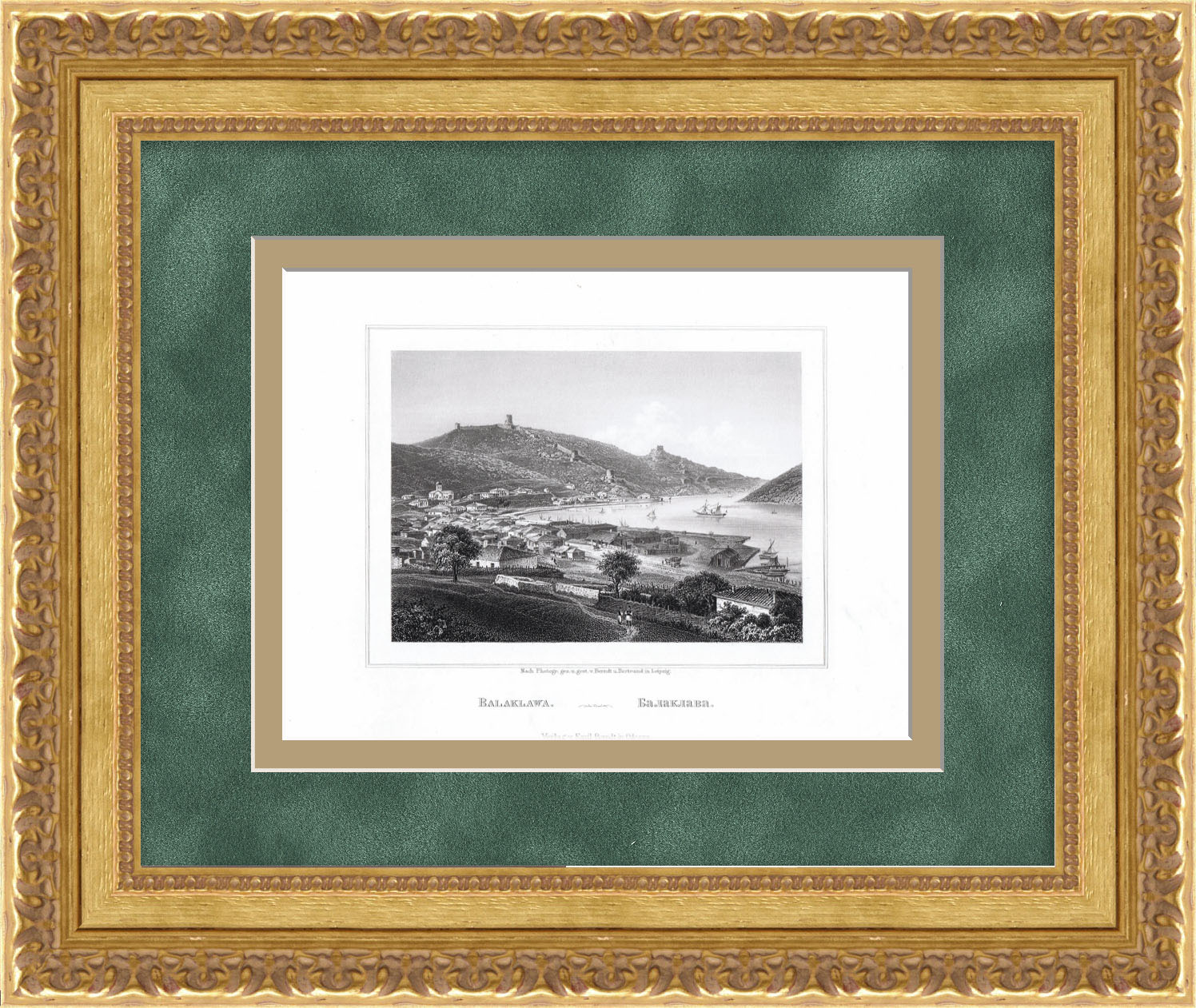 Балаклава, Крым. Крепость Чембало. Старинная гравюра Балаклава, Крым. Крепость Чембало. Старинная гравюра