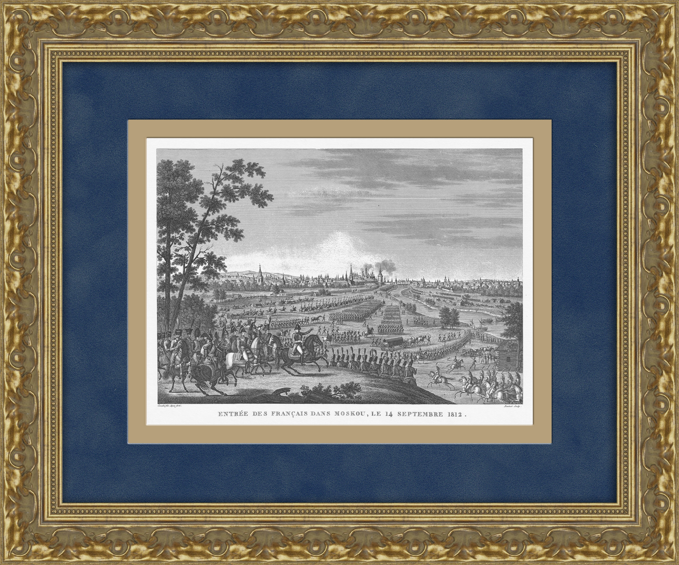 Въезд войск Наполеона в Москву. Большая антикварная гравюра Въезд войск Наполеона в Москву. Большая антикварная гравюра