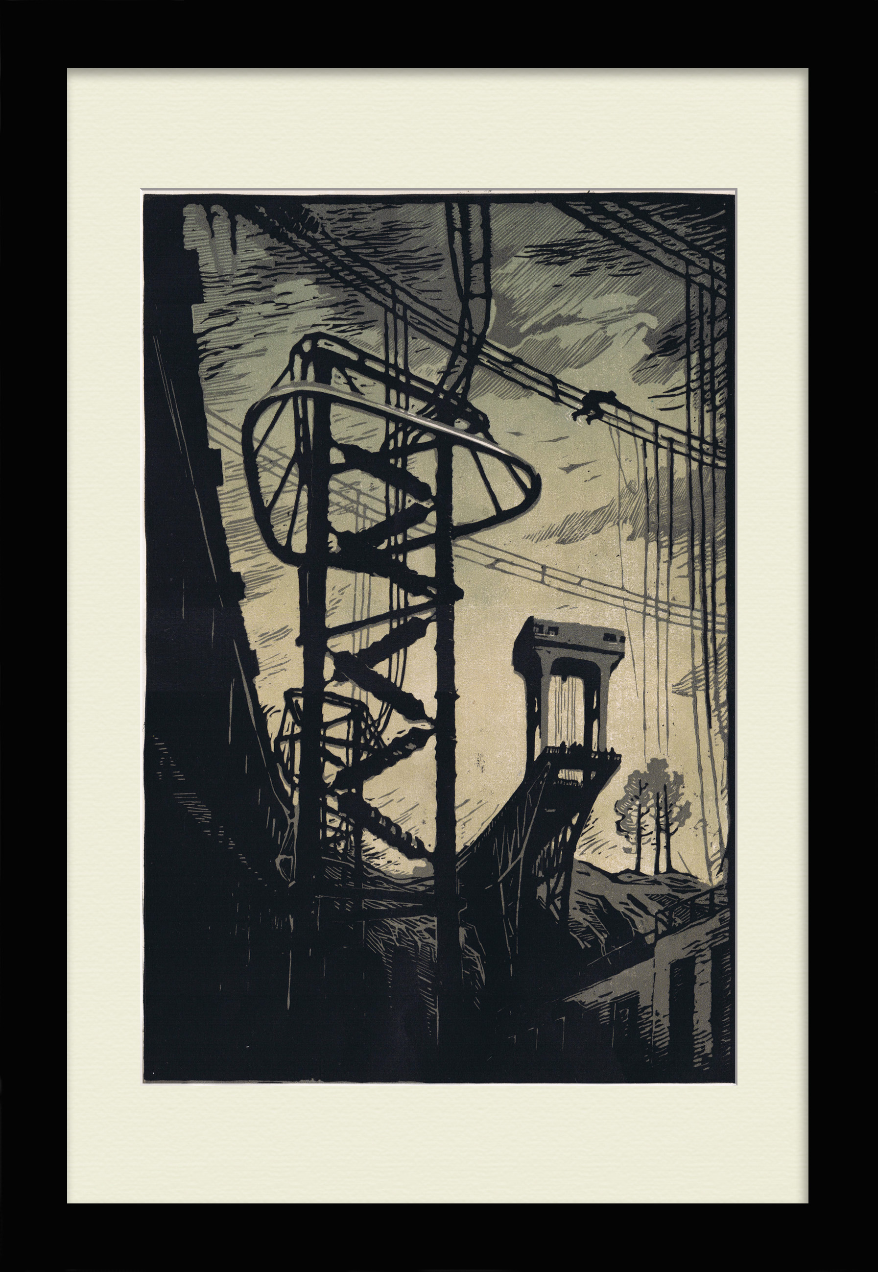 Строительство линий электропередач в СССР. Антикварная гравюра Строительство линий электропередач в СССР. Антикварная гравюра