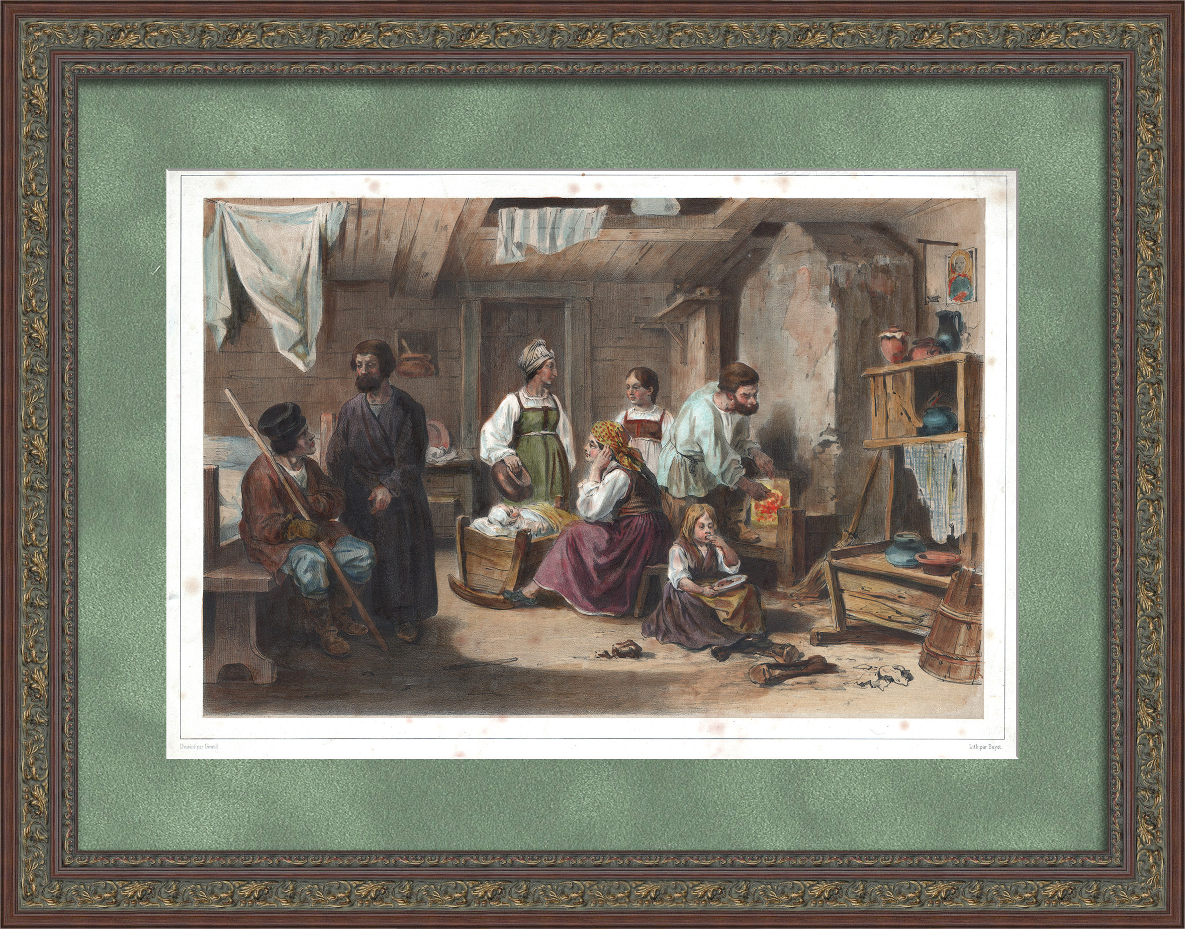 Жизнь и быт русских крестьян. Редкая, старинная гравюра Жизнь и быт русских крестьян. Редкая, старинная гравюра