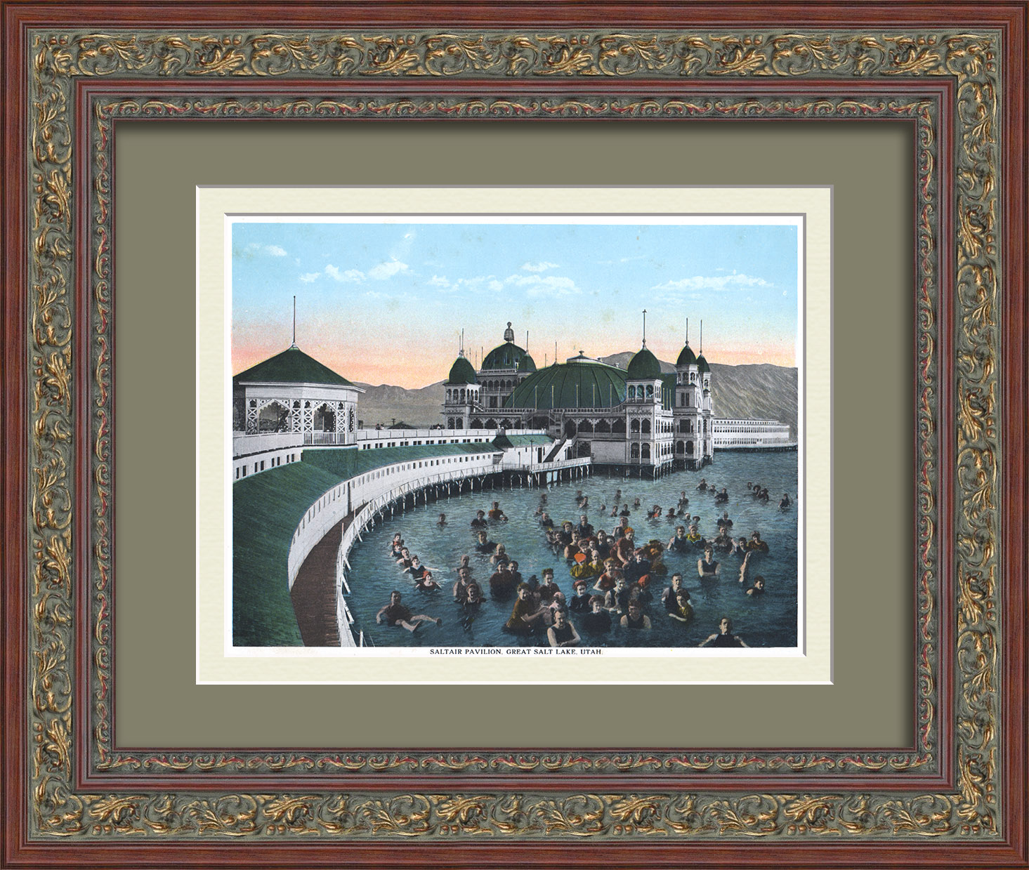 Курорт Солтэйр в штате Юта. Антикварная, тиражная графика Курорт Солтэйр в штате Юта. Антикварная, тиражная графика