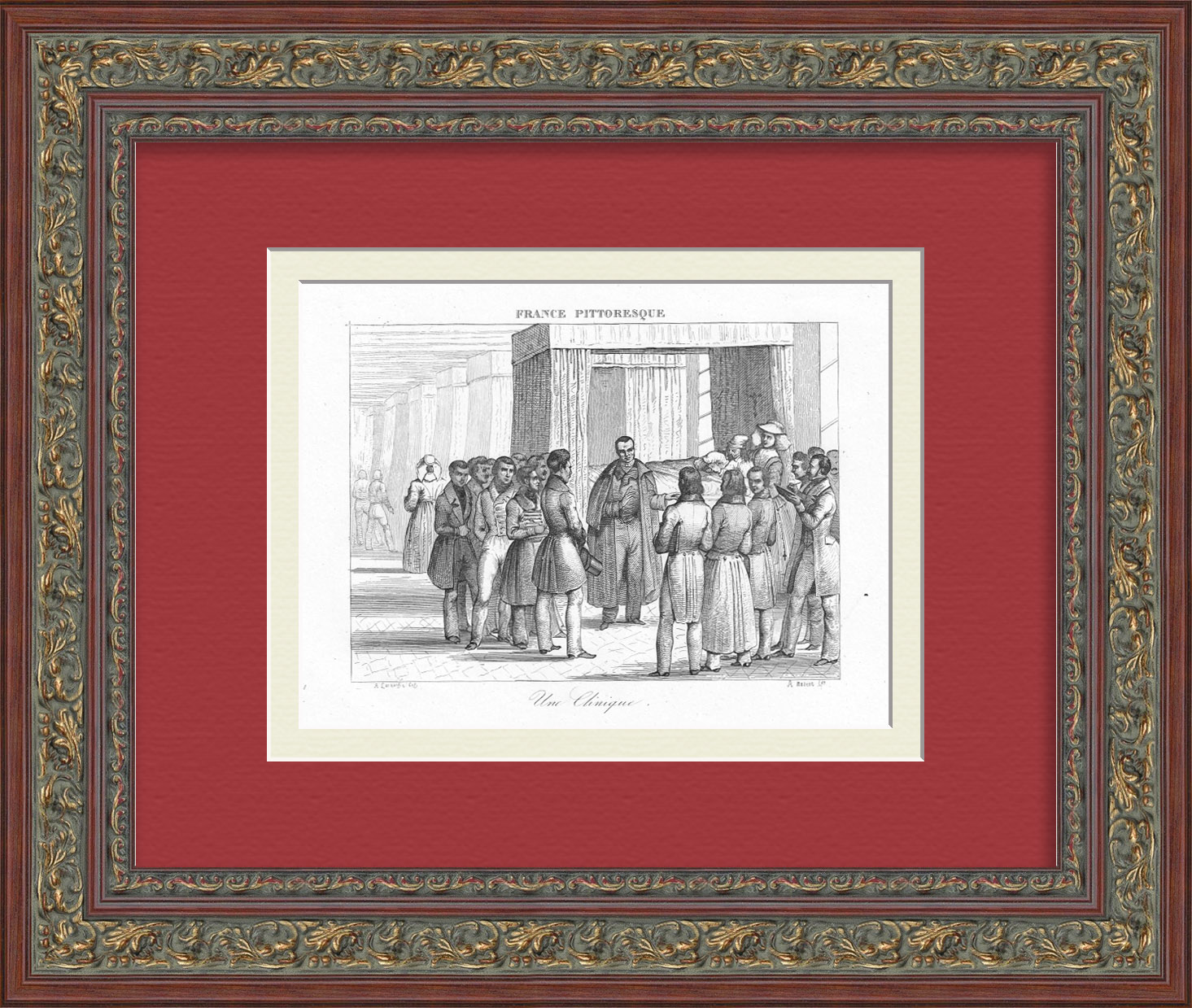 Обучение студентов-врачей в больнице. Старинная гравюра 19 века Обучение студентов-врачей в больнице. Старинная гравюра 19 века