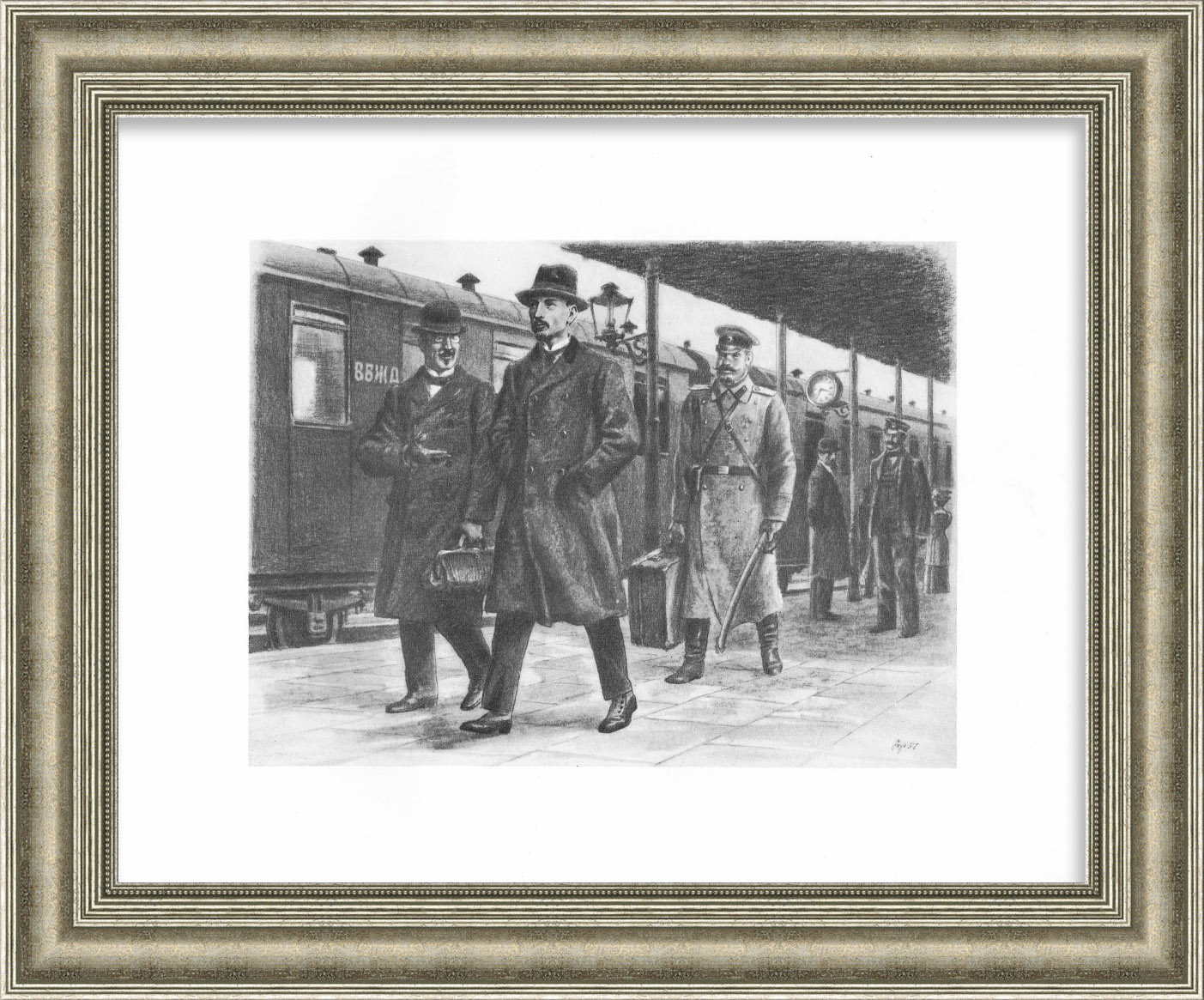 Дзержинский на вокзале в Варшаве в 1910 году Дзержинский на вокзале в Варшаве в 1910 году