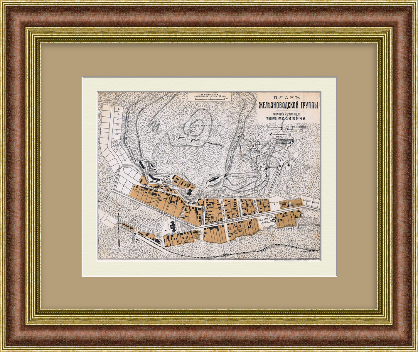 Железноводская группа,план. Кавказ, старинная карта Железноводская группа,план. Кавказ, старинная карта