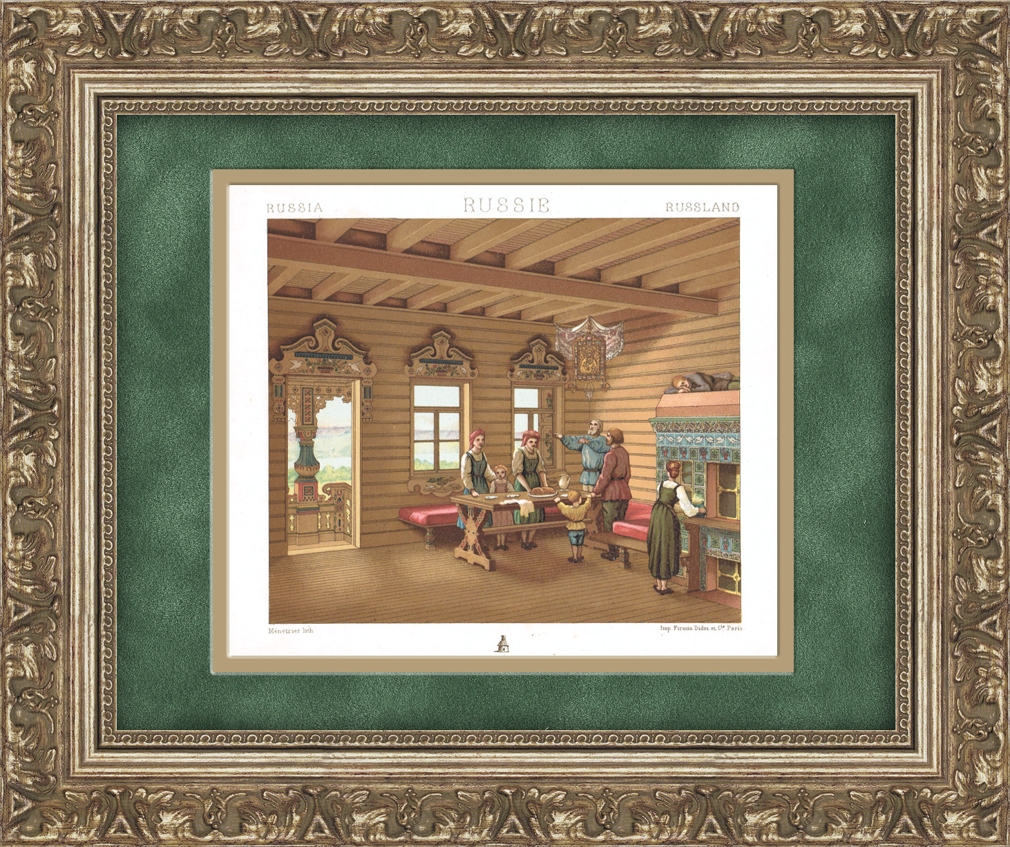 Быт в крестьянском доме. Хромолитография 19 века Быт в крестьянском доме. Хромолитография 19 века