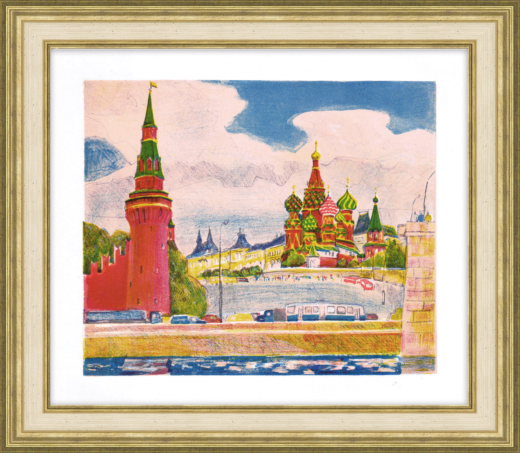 Васильевский спуск, Москва. Автолитография Васильевский спуск, Москва. Автолитография