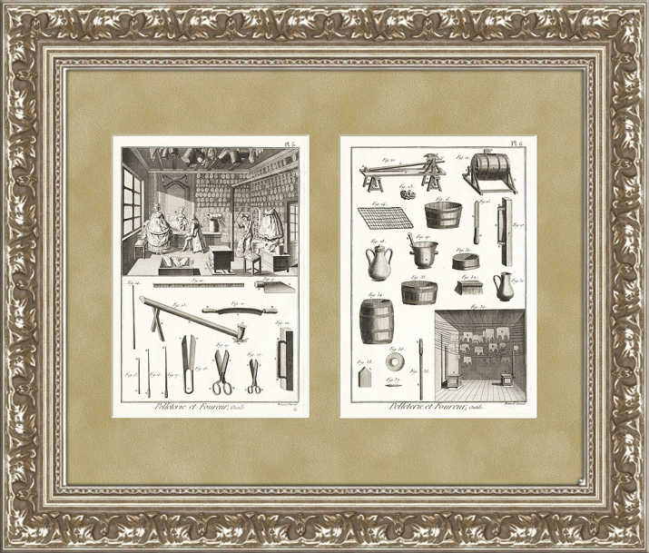 Скорняжная мастерская. Инструменты. Гравюры на меди, бумага ручной выделки, 1775-1785 гг. Скорняжная мастерская. Инструменты. Гравюры на меди, бумага ручной выделки, 1775-1785 гг.