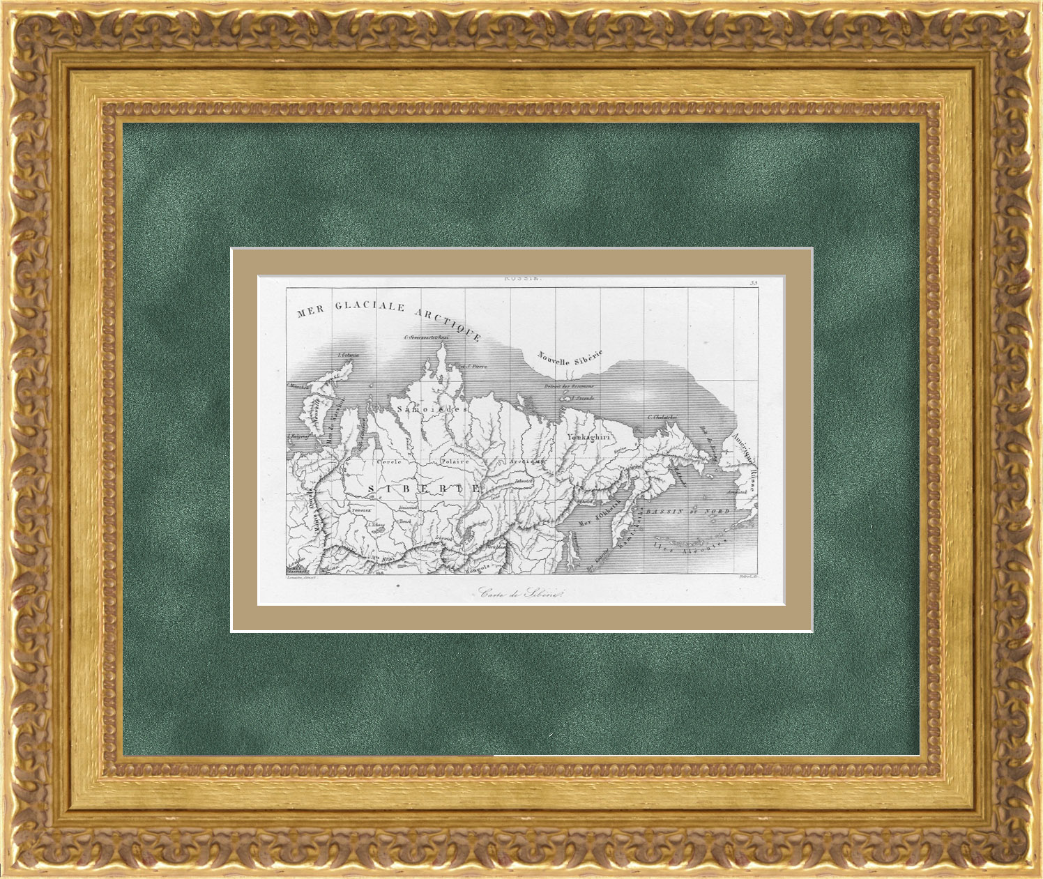 Карта Сибири, Российская империя. Старинная гравюра Карта Сибири, Российская империя. Старинная гравюра