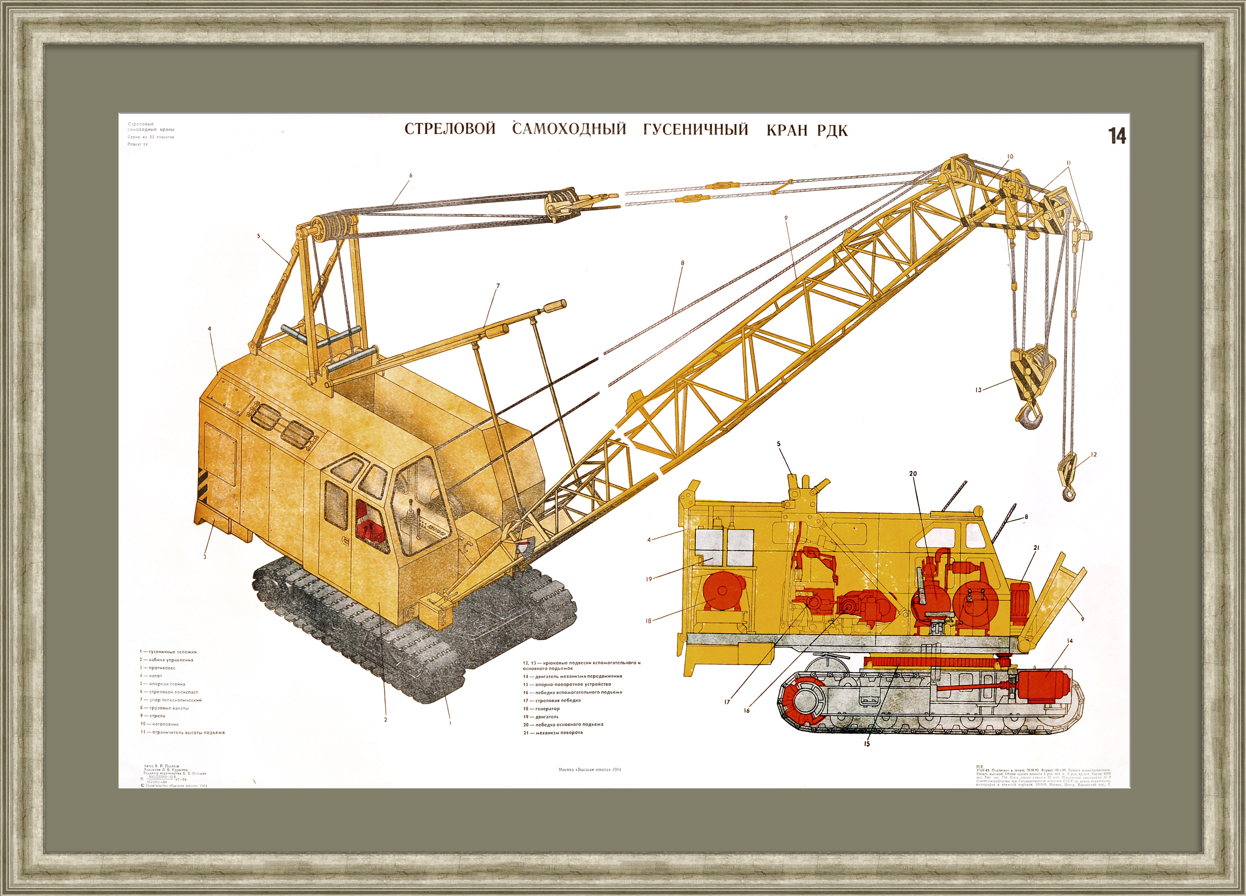 Гусеничный кран РДК. Строительная техника, советский плакат Гусеничный кран РДК. Строительная техника, советский плакат