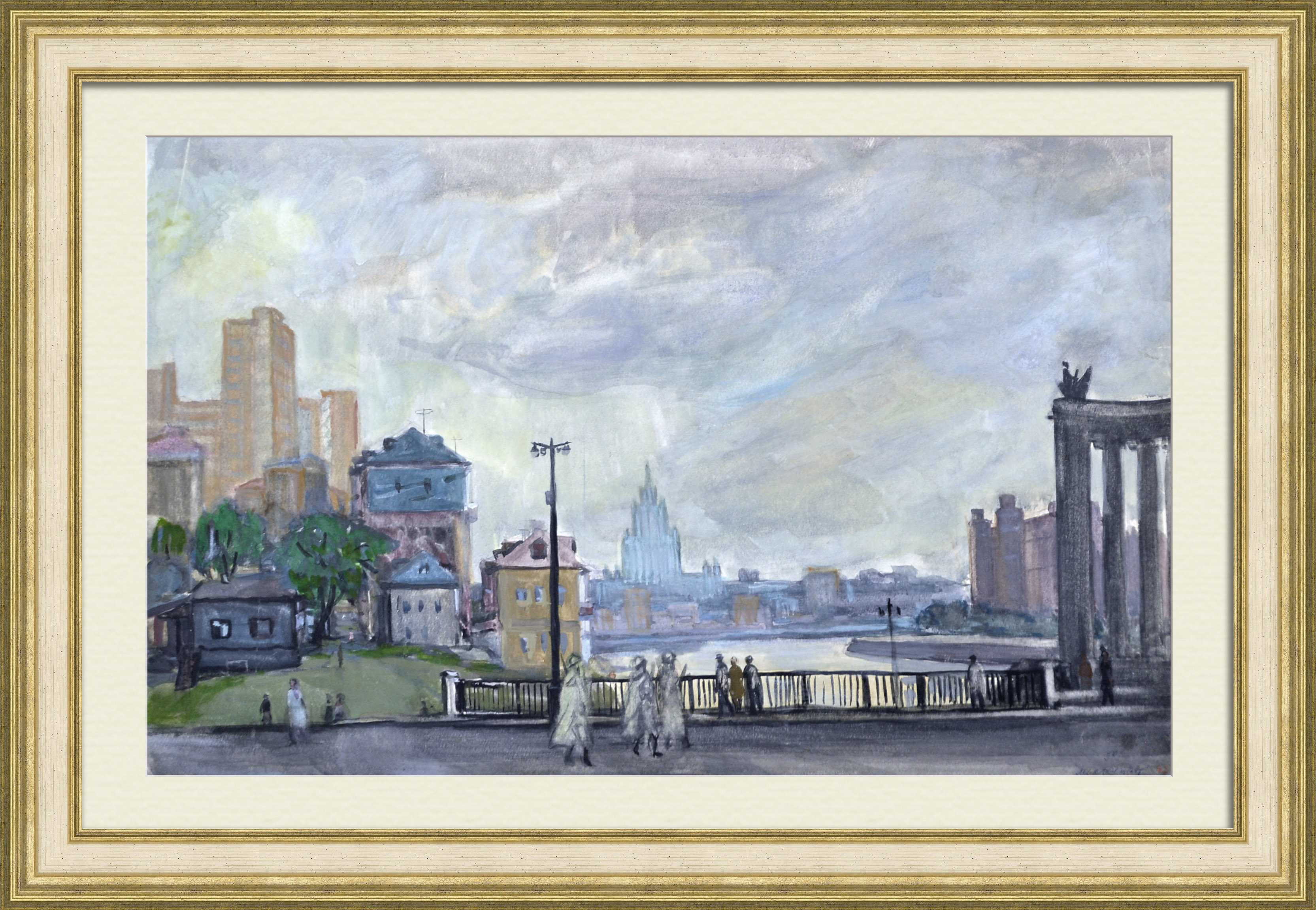 Бородинский мост, Москва. Большая, авторская акварель Бородинский мост, Москва. Большая, авторская акварель