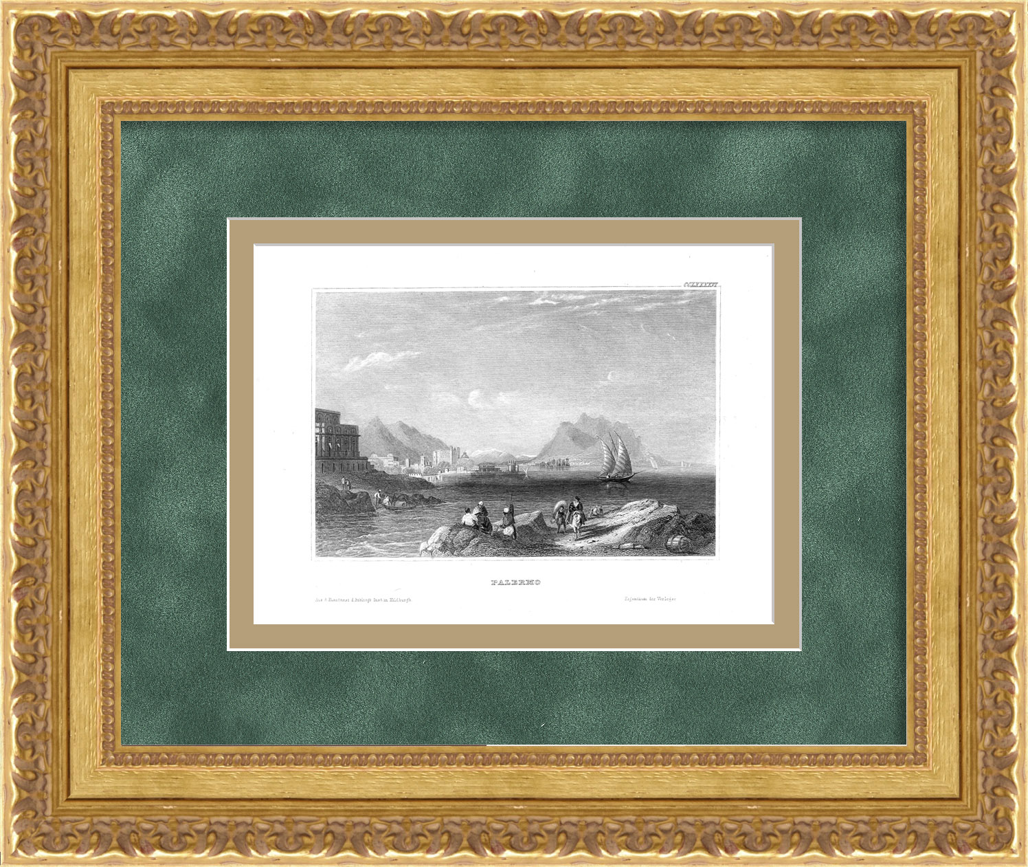 Палермо, Сицилия. Старинная гравюра Палермо, Сицилия. Старинная гравюра