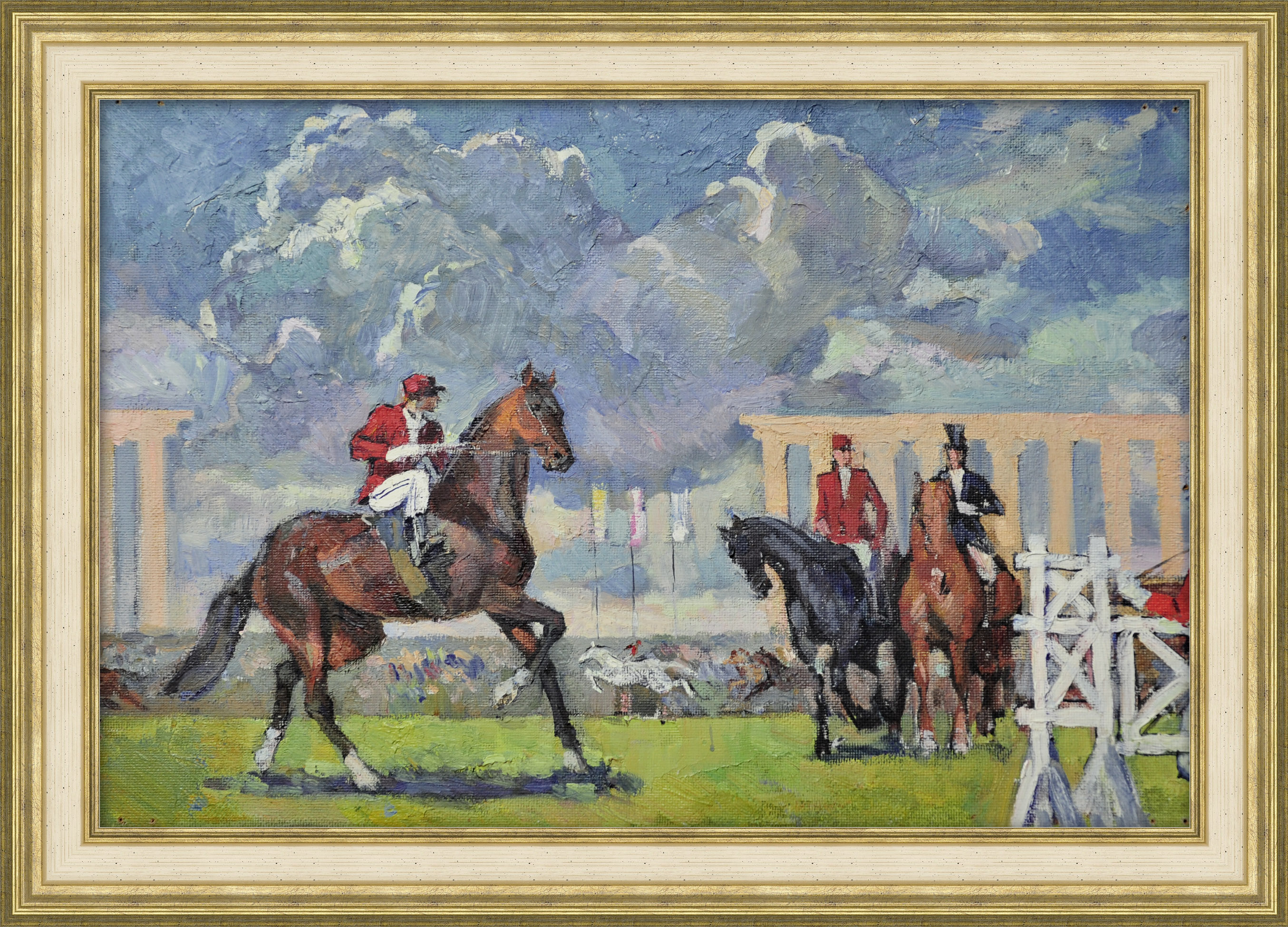 Скачки на ипподроме. Авторская, винтажная живопись Скачки на ипподроме. Авторская, винтажная живопись