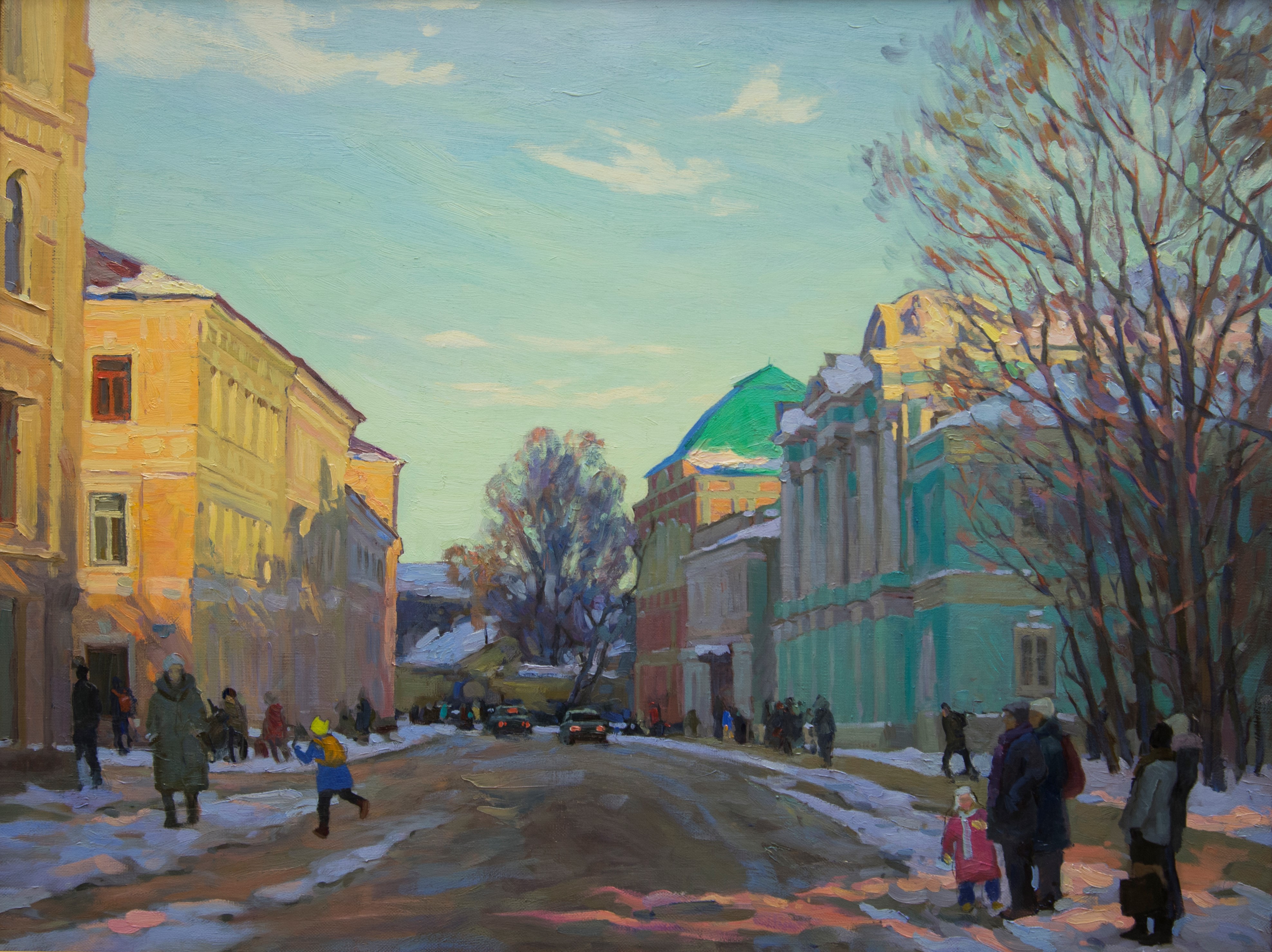 Вид на улицу Маросейка. Авторская, современная живопись Вид на улицу Маросейка. Авторская, современная живопись