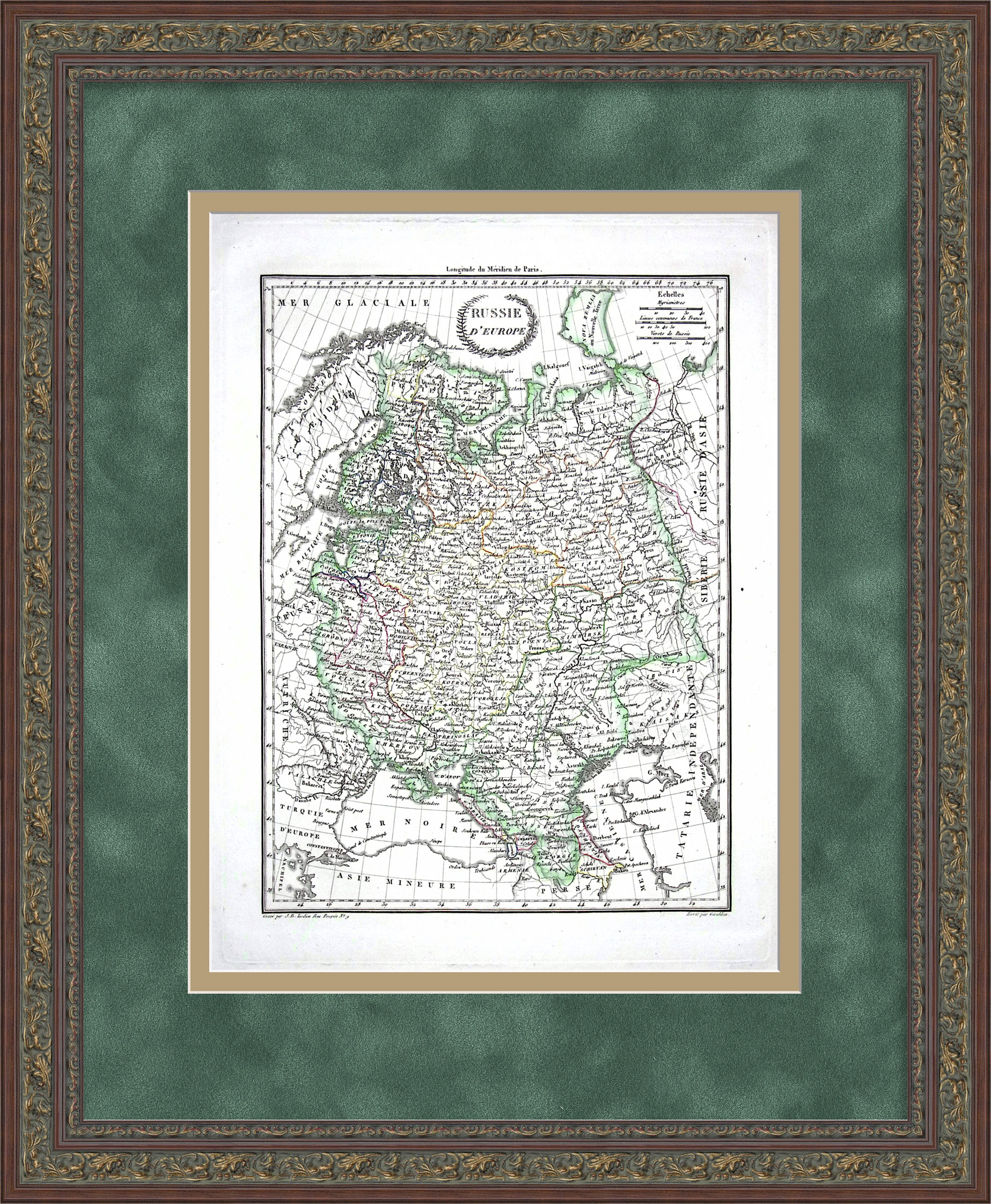 Россия в Европе от 1812 г. Старинная гравированная карта Россия в Европе от 1812 г. Старинная гравированная карта