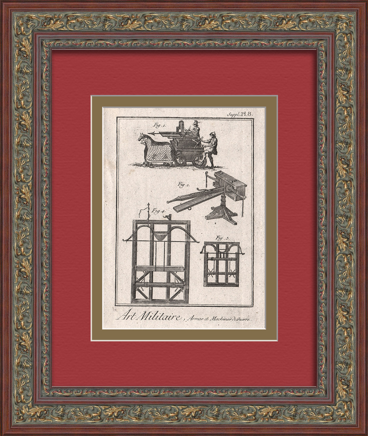 Средневековая метательная машина Аркбалиста, гравюра 18 века Средневековая метательная машина Аркбалиста, гравюра 18 века