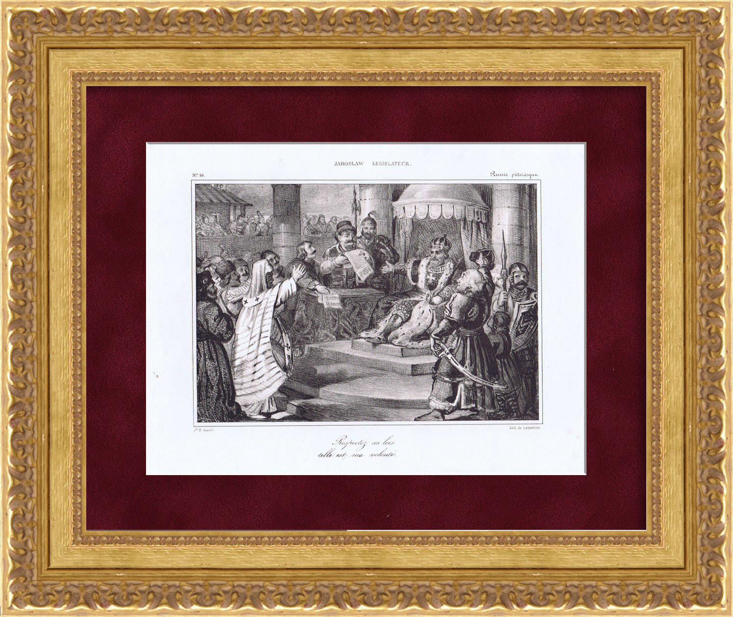 Ярослав Мудрый - талантливый политик и дипломат. Старинная литография