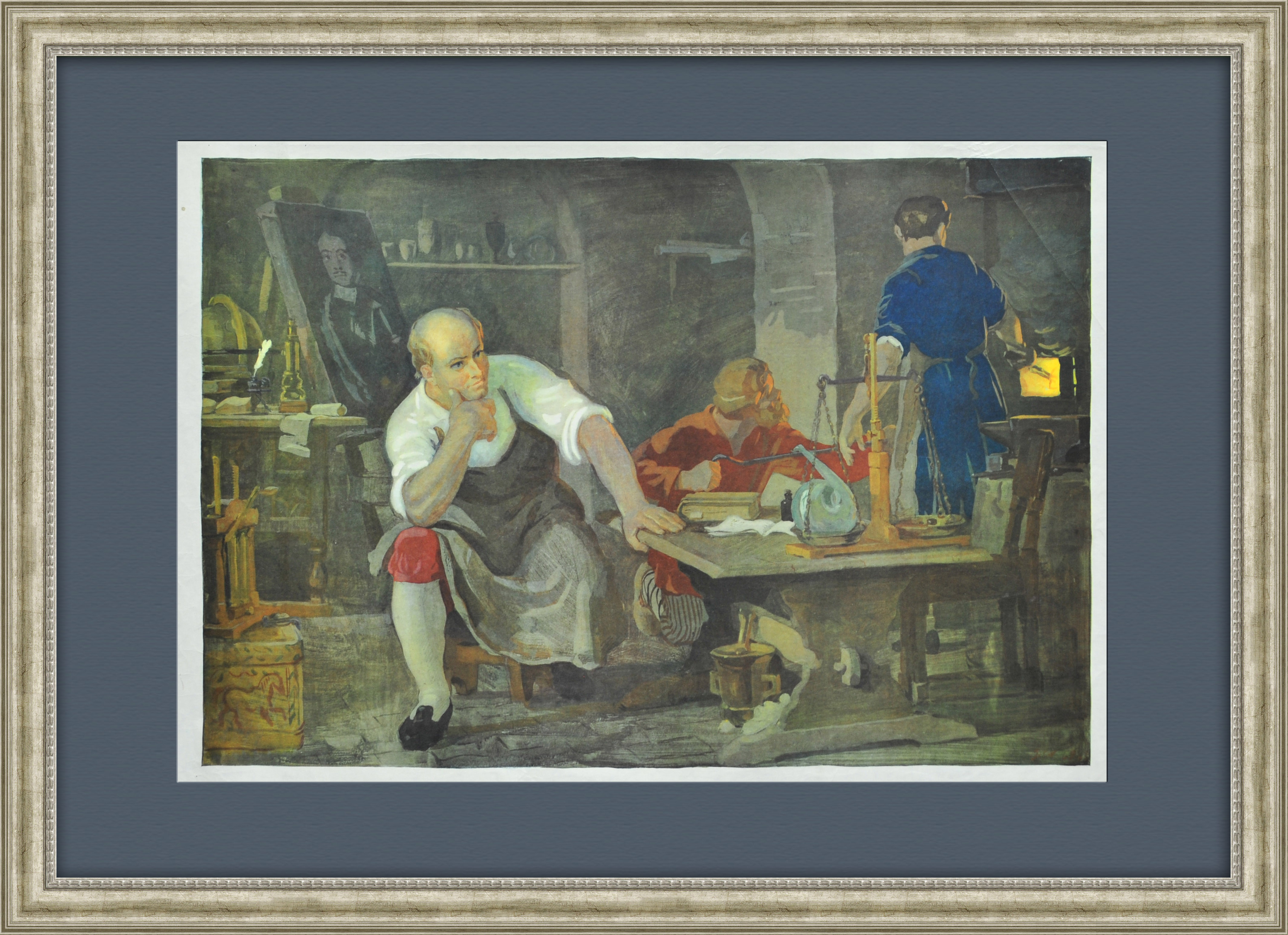 М.В. Ломоносов в химической лаборатории. Большой плакат СССР М.В. Ломоносов в химической лаборатории. Большой плакат СССР