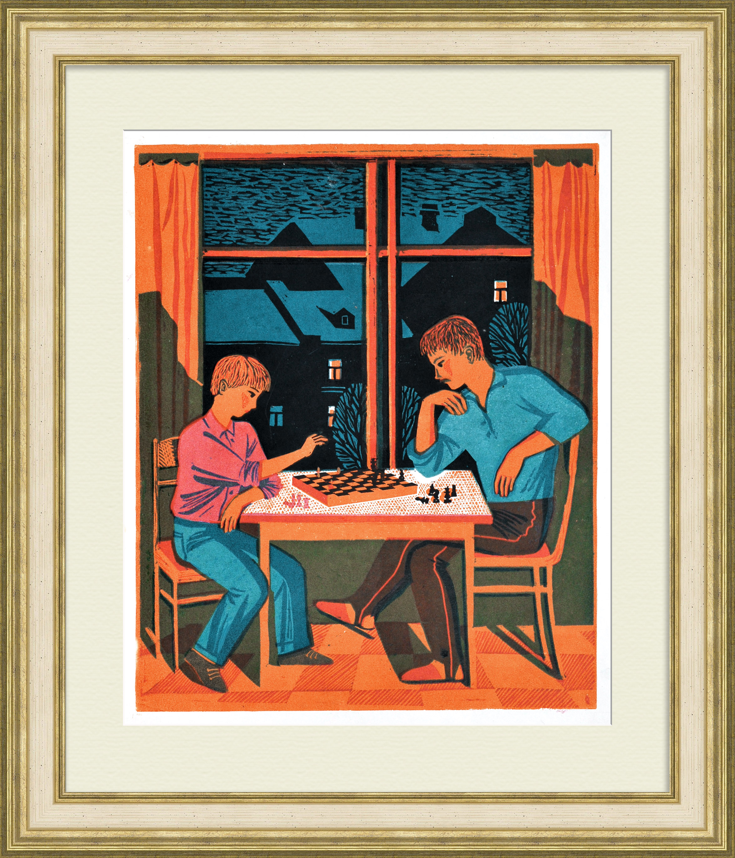 Игра в шахматы. Авторская, винтажная гравюра Игра в шахматы. Авторская, винтажная гравюра