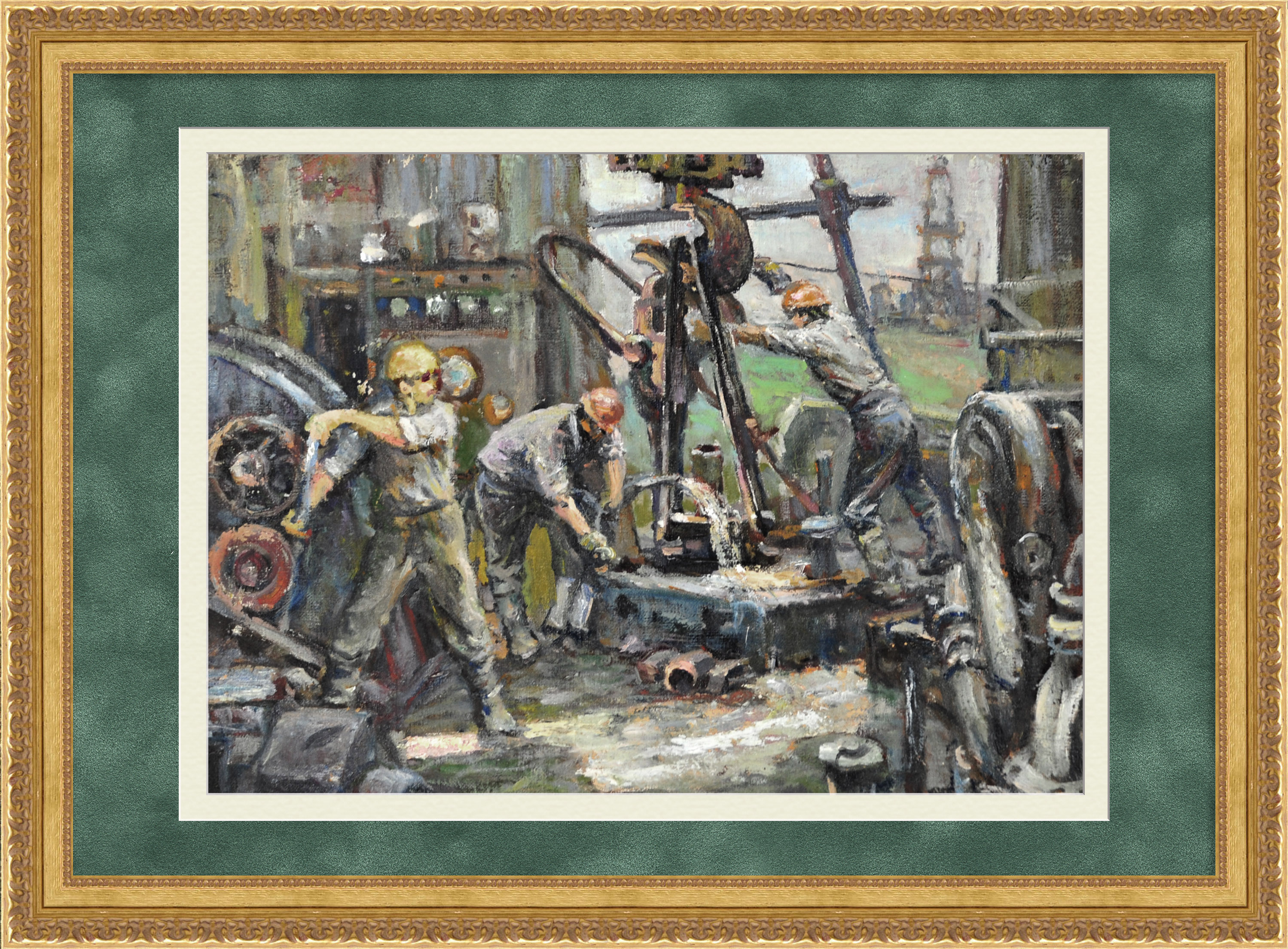 Нефтяники города Грозного. Авторская живопись 1965 года Нефтяники города Грозного. Авторская живопись 1965 года