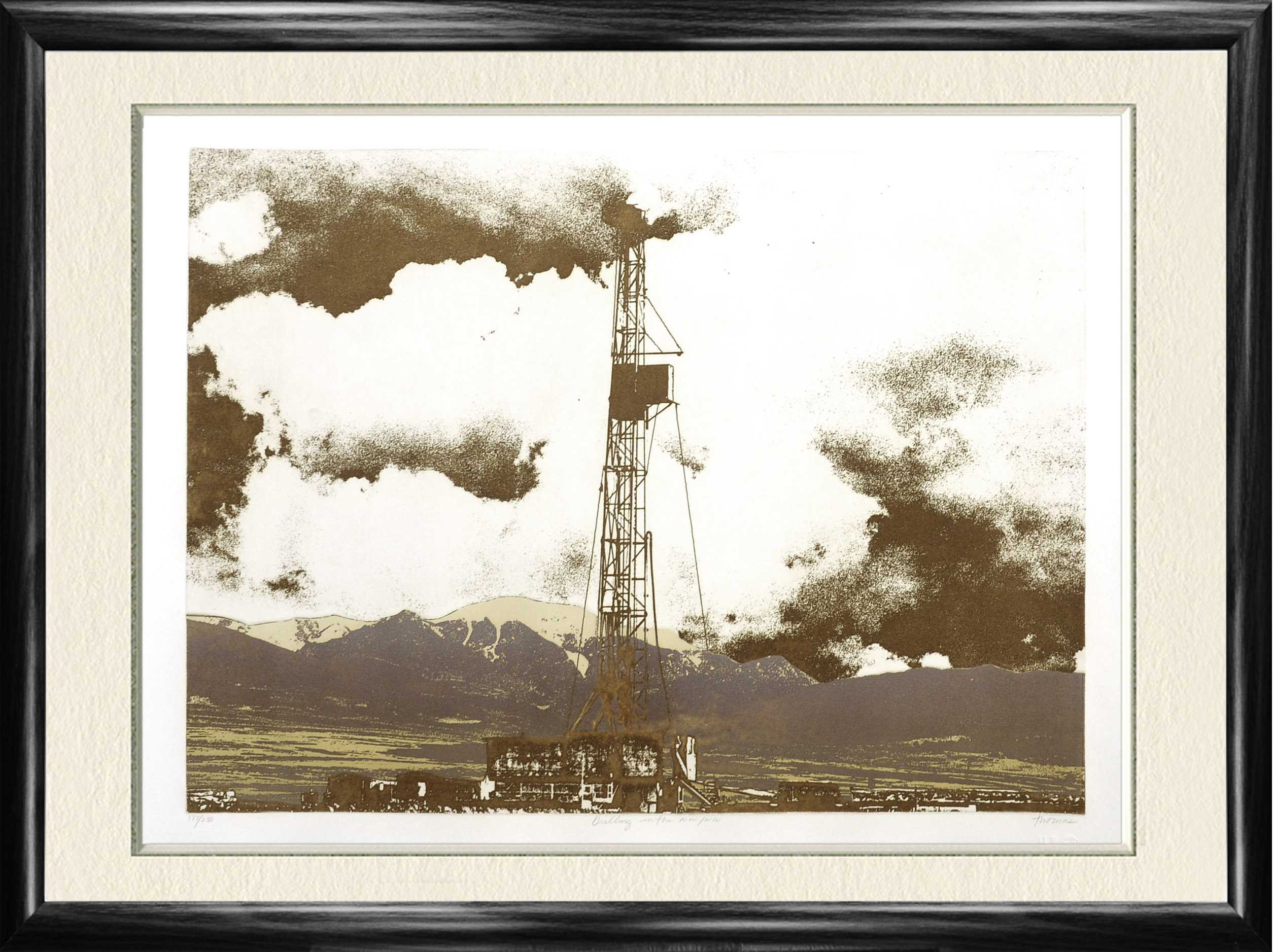 Добыча нефти, буровая вышка. Авторская работа, большой формат (70х100 см) Добыча нефти, буровая вышка. Авторская работа, большой формат (70х100 см)