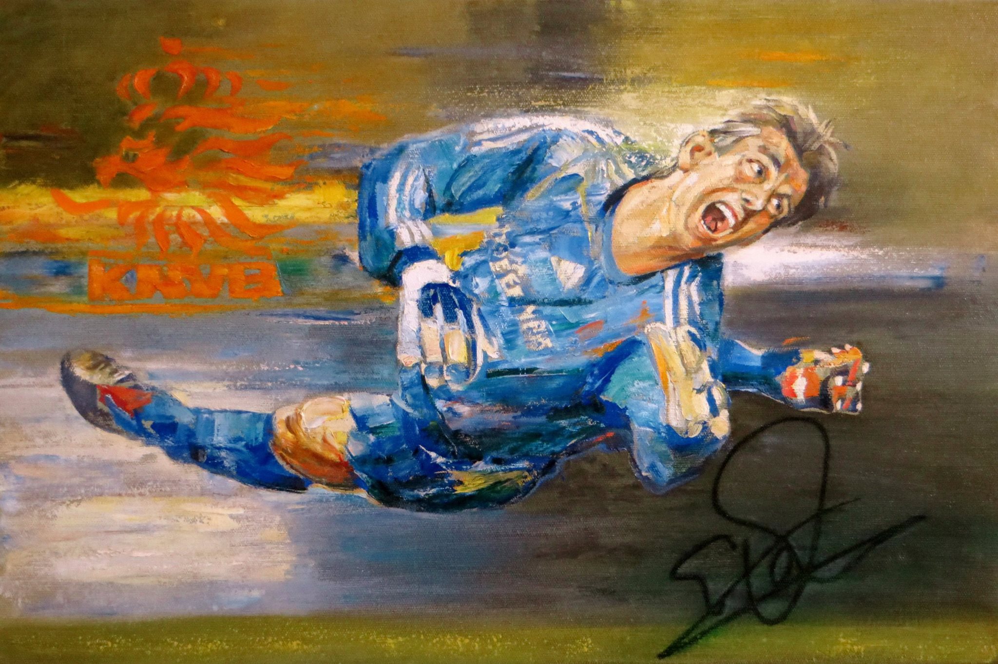 Победитель УЕФА, вратарь Эдвин ван дер Сар. Картина, живопись Победитель УЕФА, вратарь Эдвин ван дер Сар. Картина, живопись