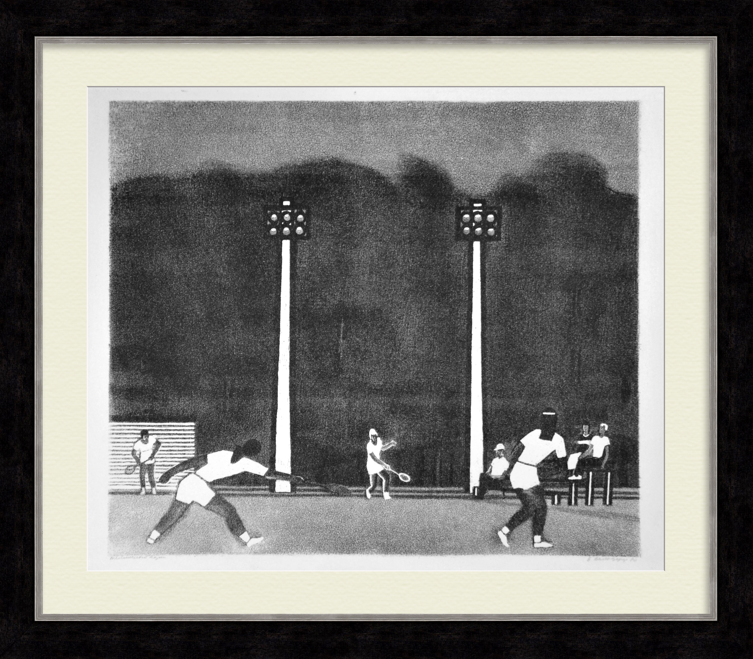 Большой теннис. Авторская, советская литография Большой теннис. Авторская, советская литография