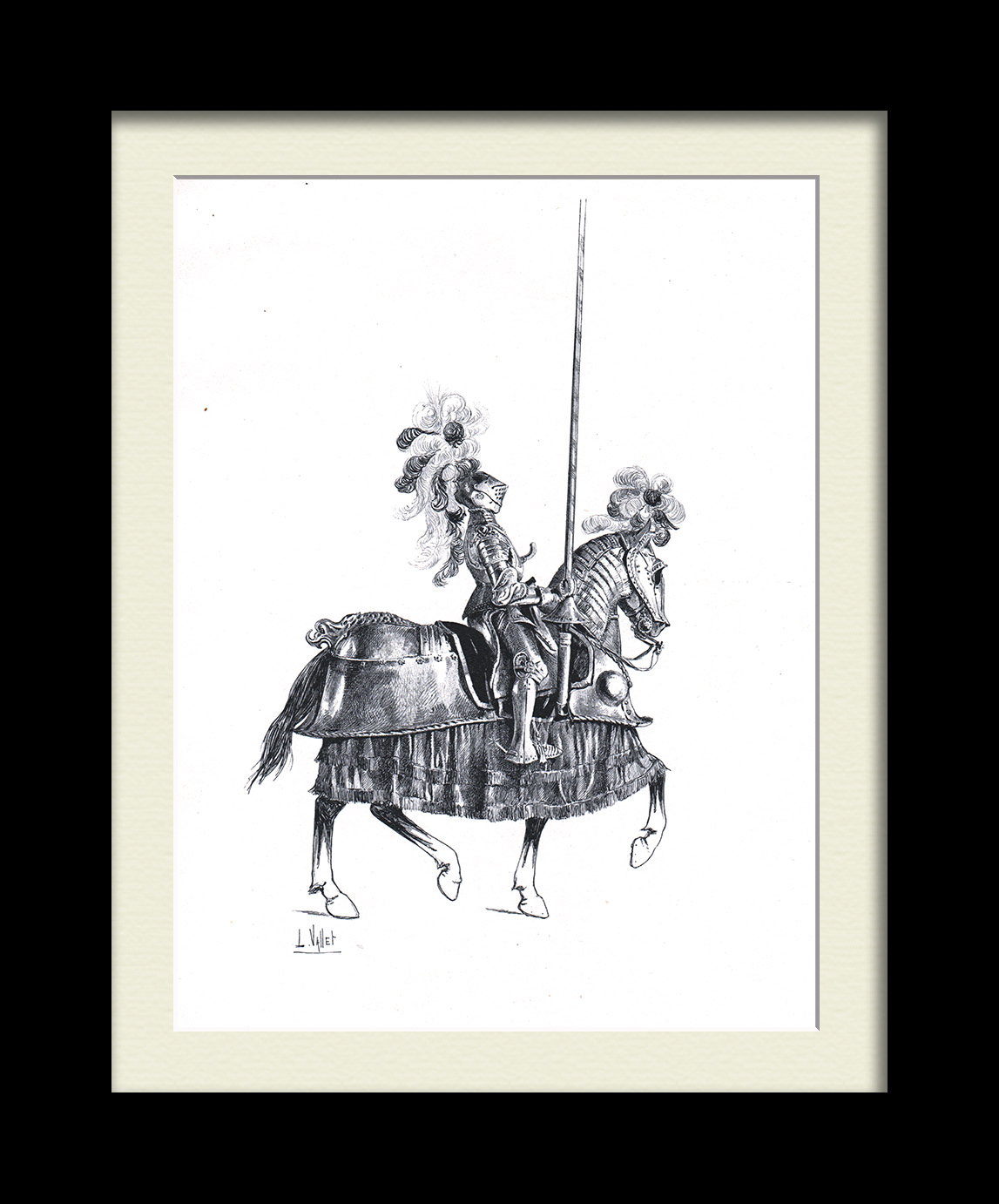 Рыцарь в военном обмундировании 16 века. Старинная гравюра 19 века Рыцарь в военном обмундировании 16 века. Старинная гравюра 19 века