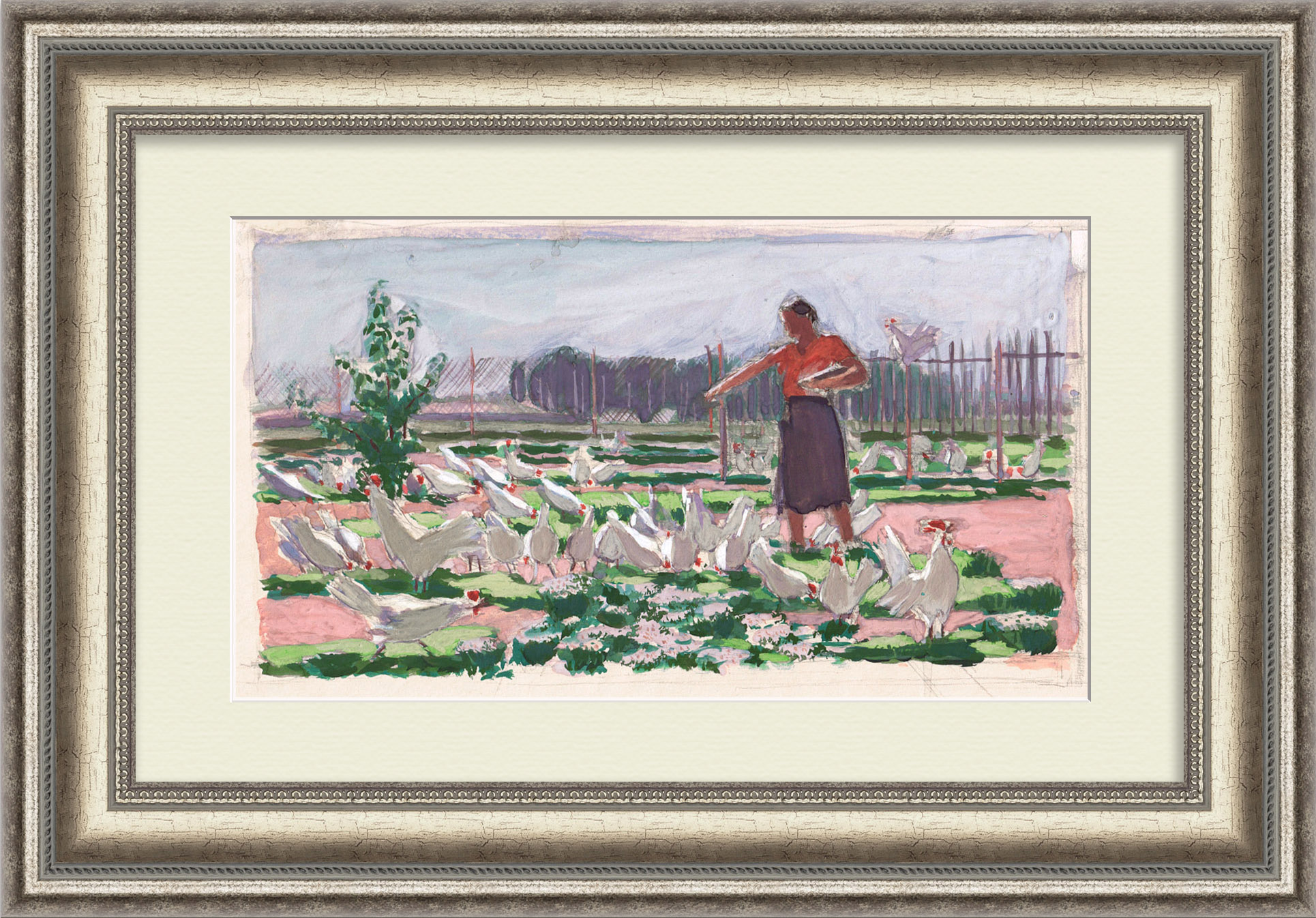 Птичница, колхоз Мячиково СССР. Авторский рисунок Птичница, колхоз Мячиково СССР. Авторский рисунок