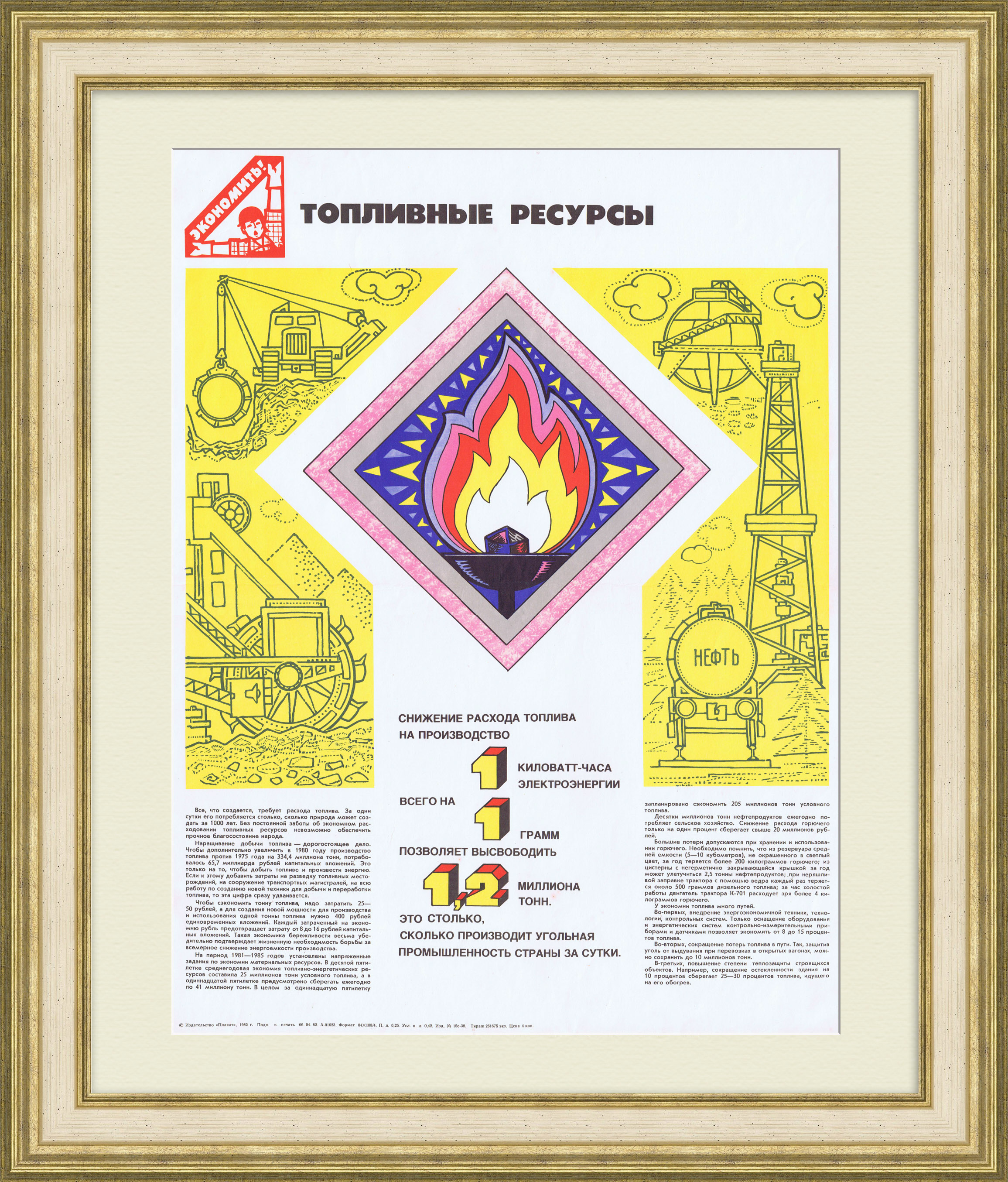 Экономь топливные ресурсы! Агитационный, советский плакат Экономь топливные ресурсы! Агитационный, советский плакат