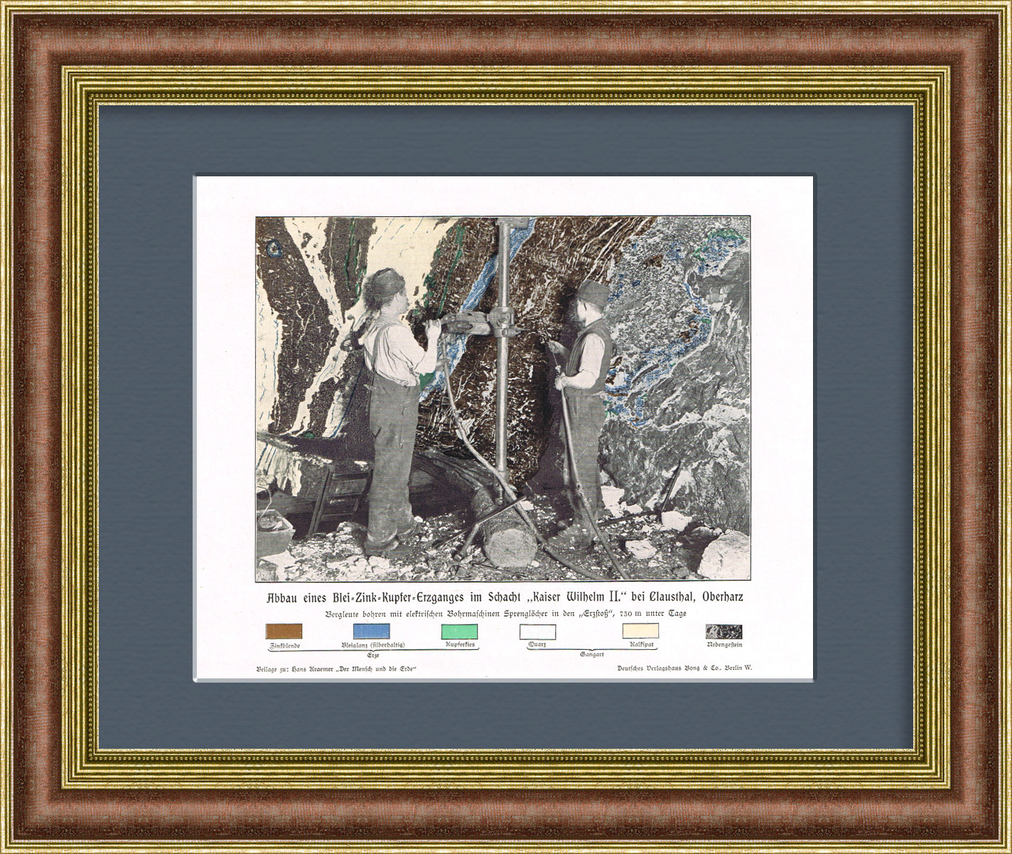 Разработка свинцовой и медной жилы в шахте. Редкая литография, сигнальный экземпляр Разработка свинцовой и медной жилы в шахте. Редкая литография, сигнальный экземпляр