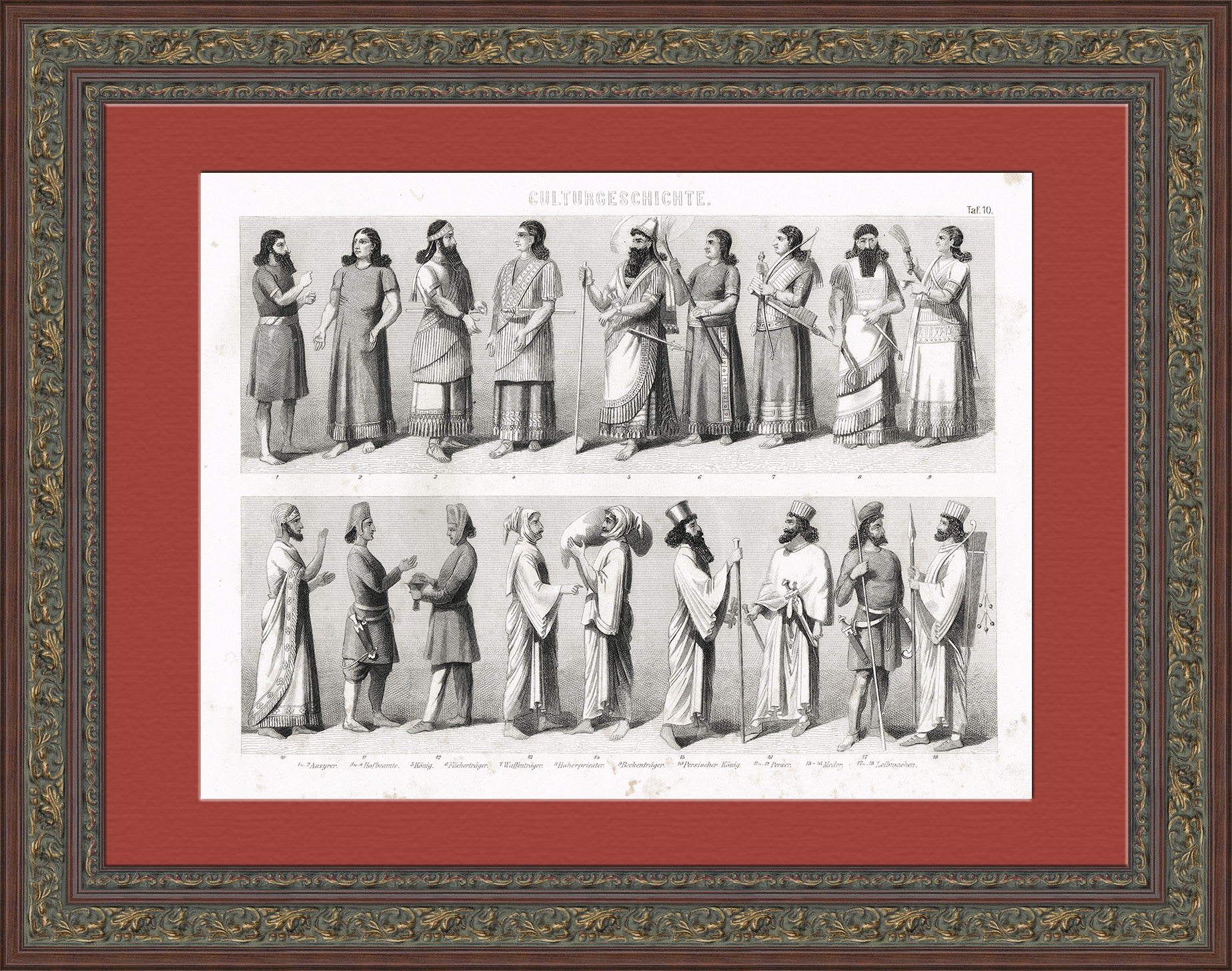 Персы, ассирийцы, мидийцы и другие народы. Антикварная гравюра Персы, ассирийцы, мидийцы и другие народы. Антикварная гравюра