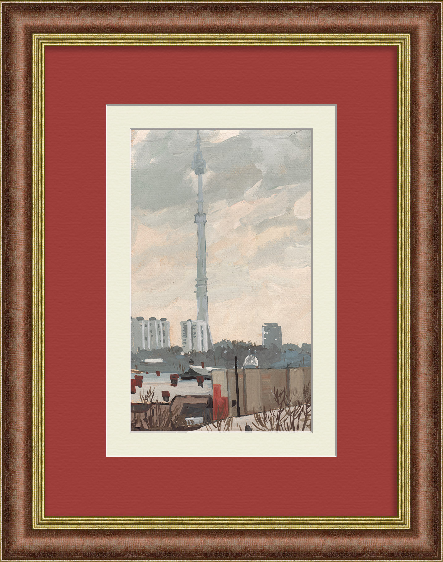 Останкинская телебашня, Москва. Старинная, авторская графика