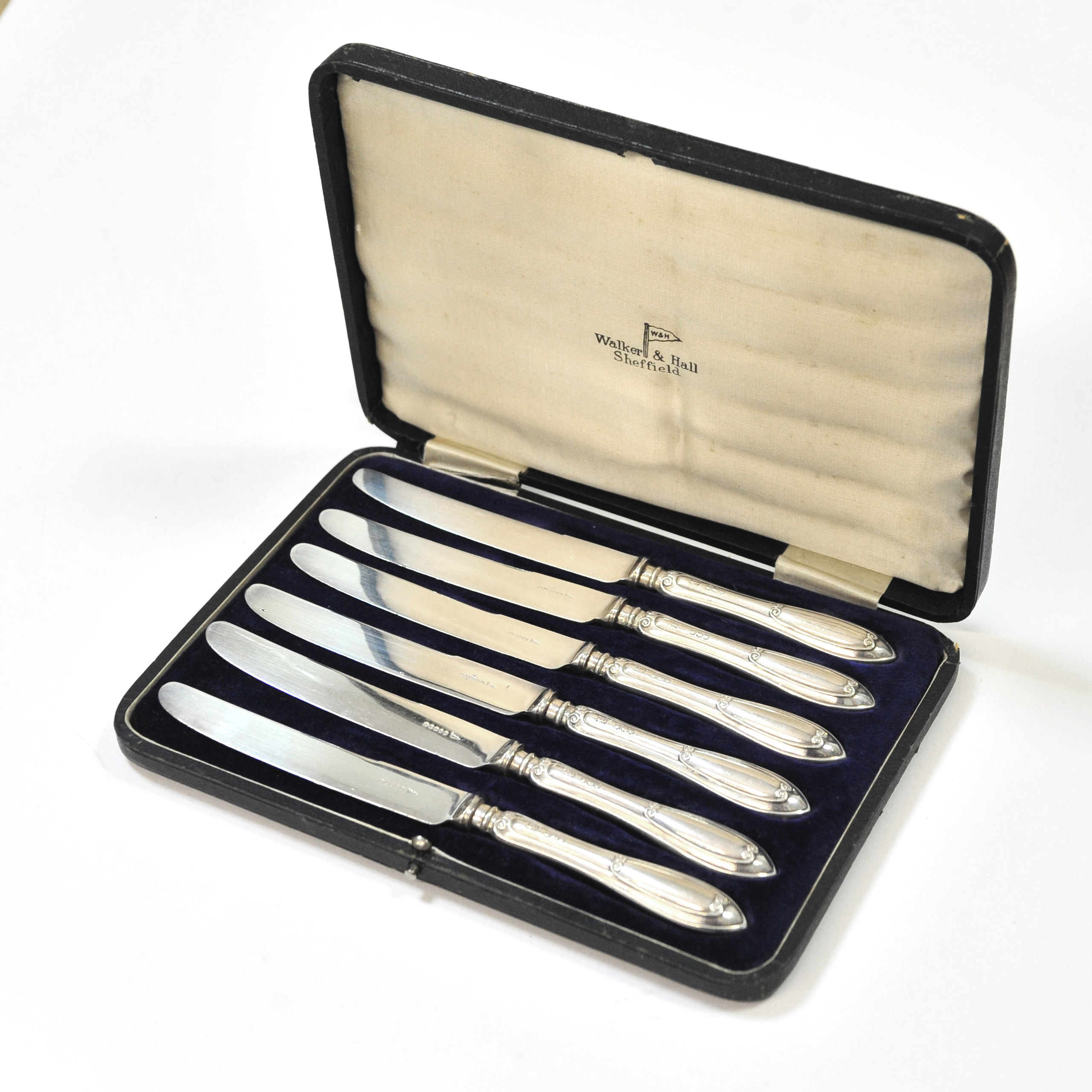 Десертные ножи, набор из шести предметов. Антикварное серебро