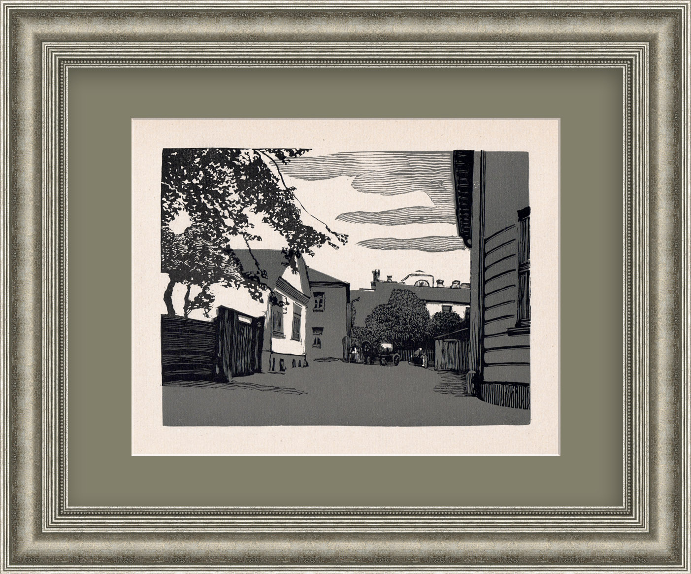 Дворик в Полошевском переулке. Гравюра Ивана Павлова Дворик в Полошевском переулке. Гравюра Ивана Павлова