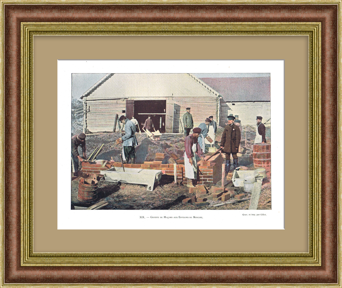 Каменщики, строительство Москвы. Старинная фототипия Каменщики, строительство Москвы. Старинная фототипия