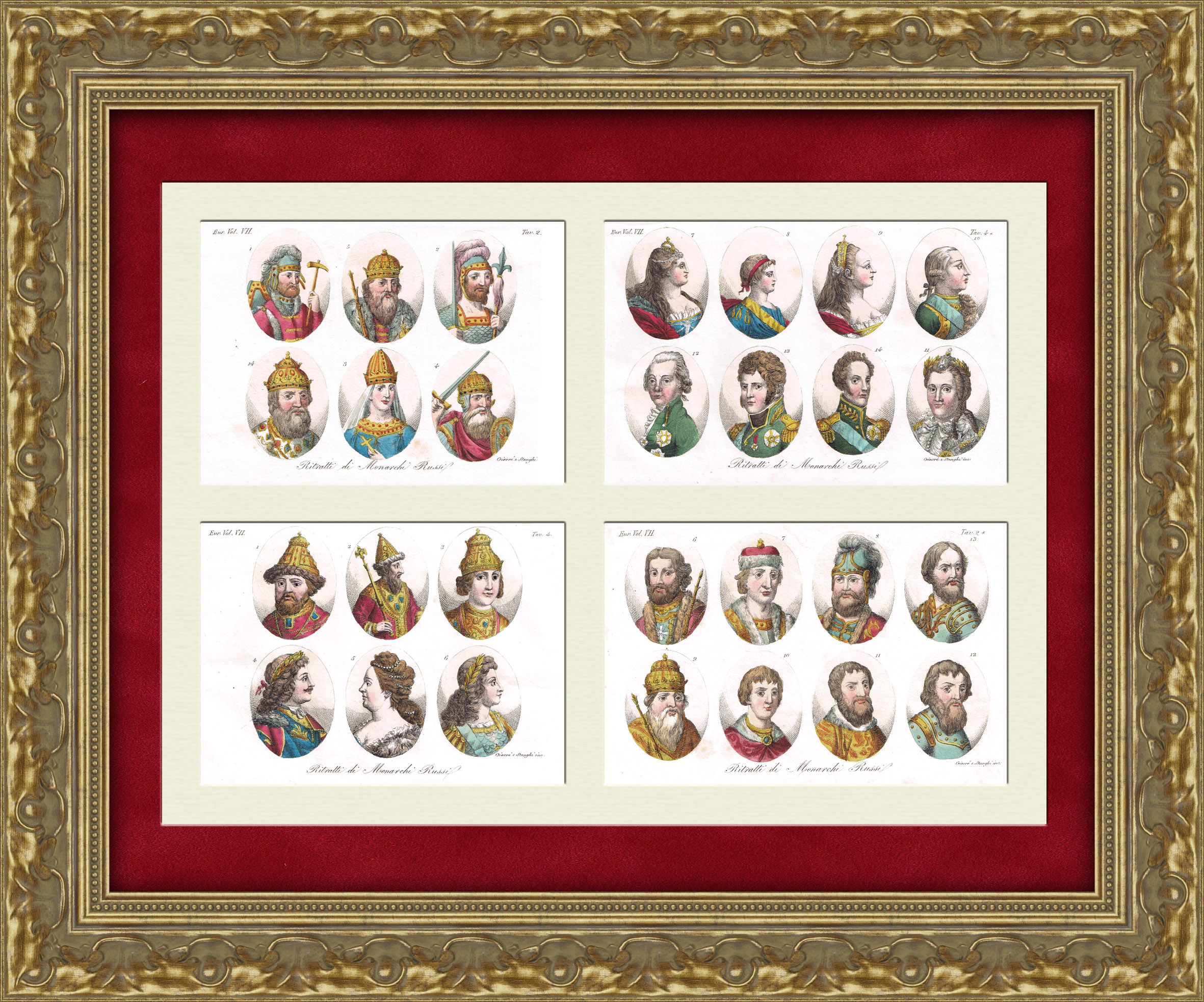 Русские монархи династии Рюриковичей и Романовых, антикварные редкие гравюры Русские монархи династии Рюриковичей и Романовых, антикварные редкие гравюры