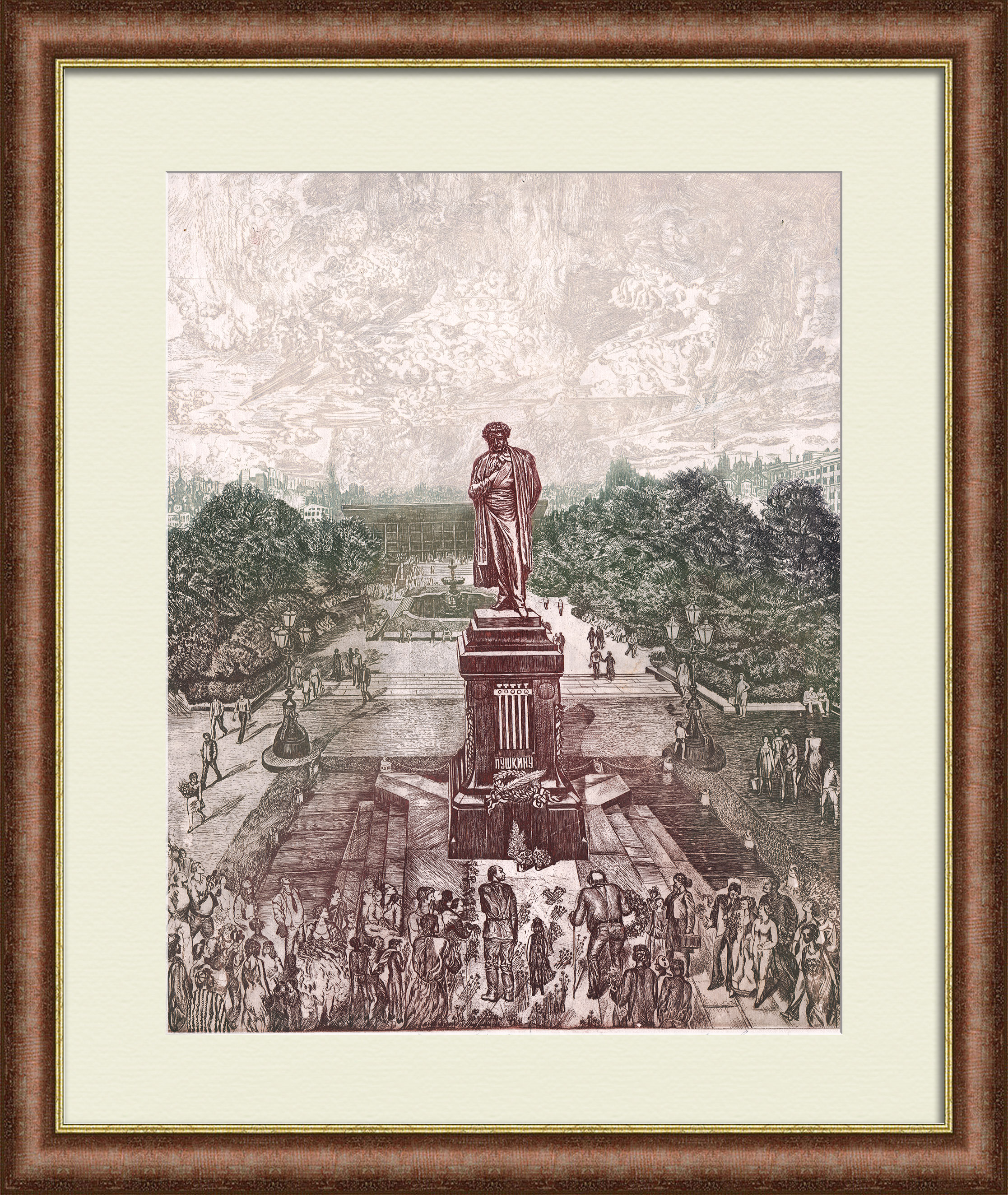 Пушкинская площадь, Москва. Уникальный авторский офорт Пушкинская площадь, Москва. Уникальный авторский офорт