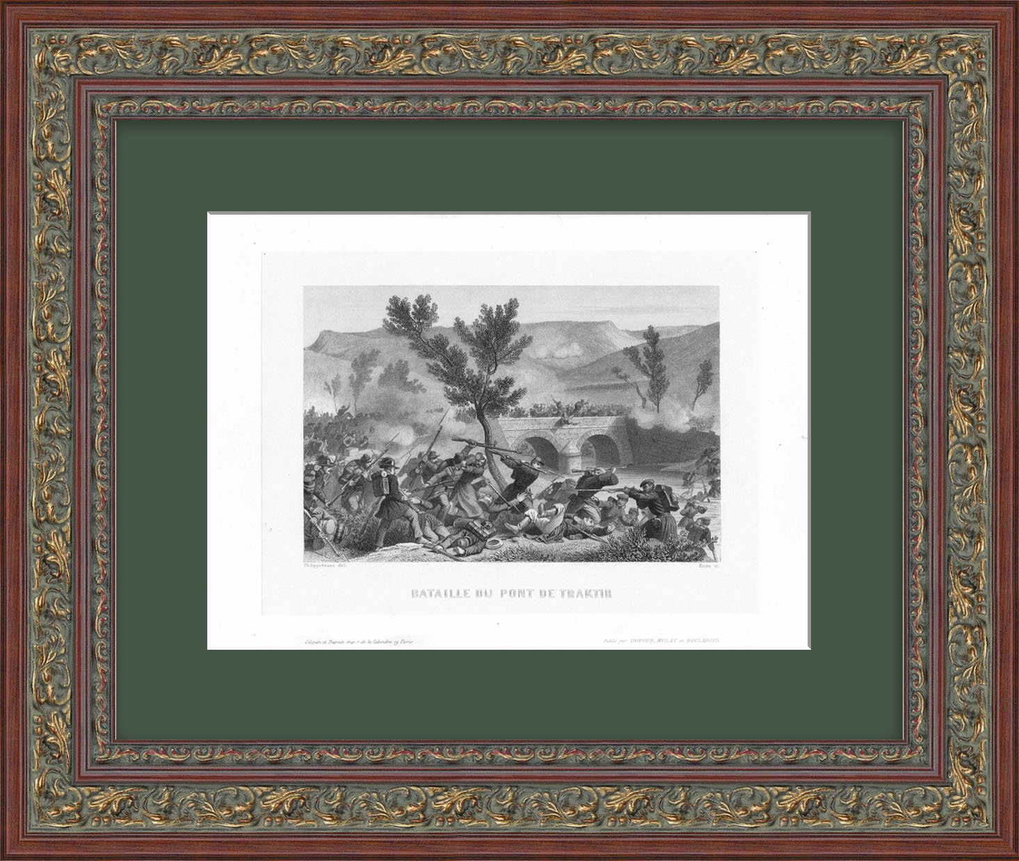 Сражение на Черной речке, Крымская война. Антикварная гравюра Сражение на Черной речке, Крымская война. Антикварная гравюра