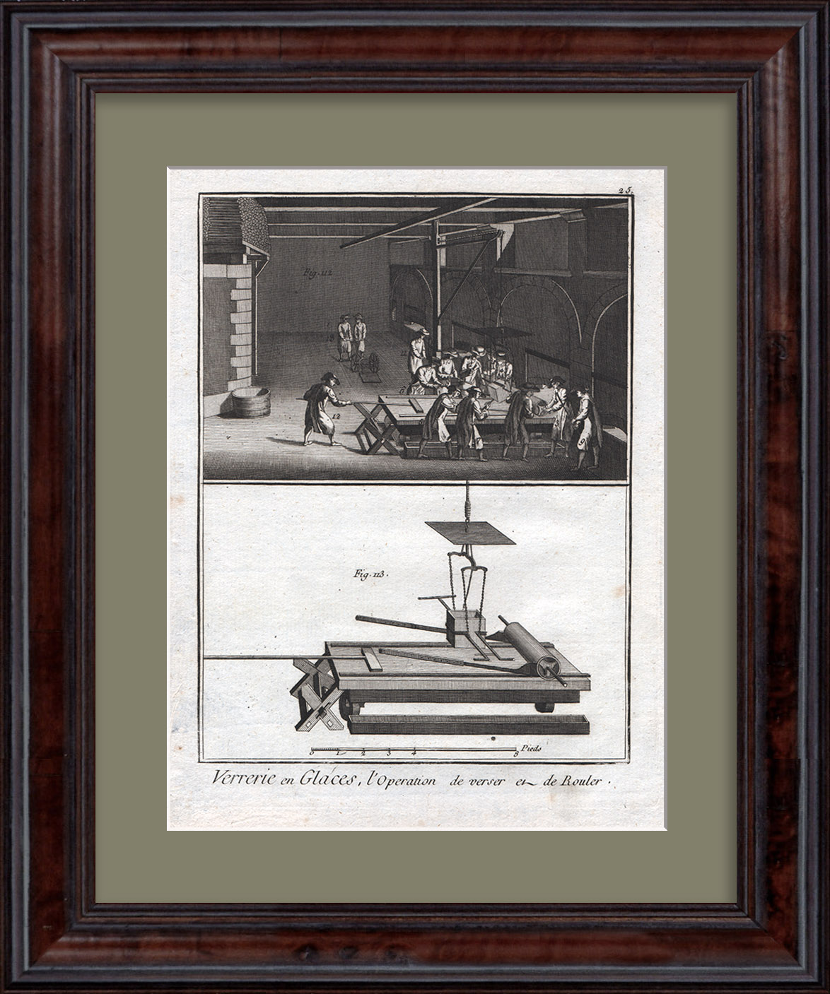 Производство листового стекла. Уникальная старинная гравюра 18 века Производство листового стекла. Уникальная старинная гравюра 18 века