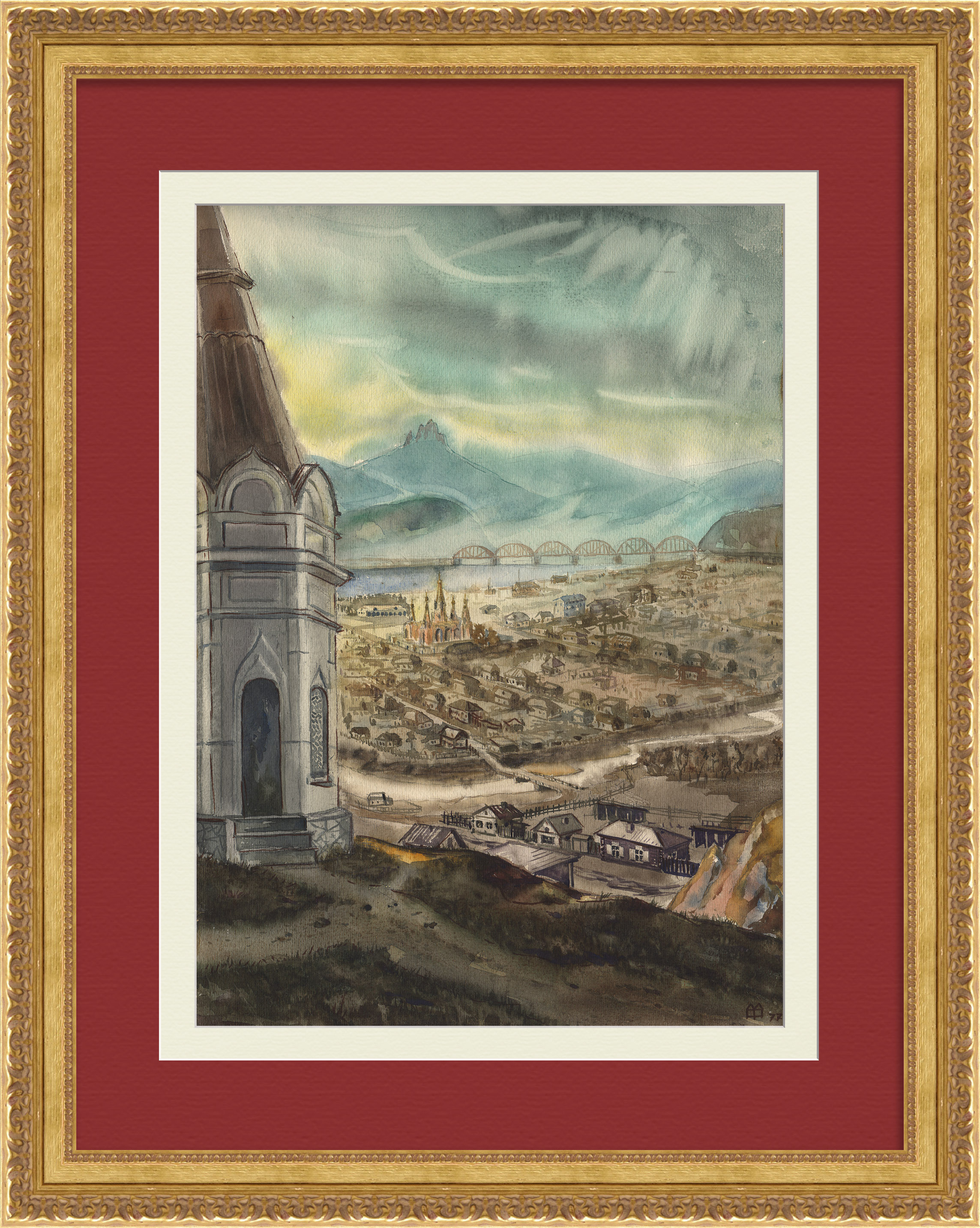 Вид на старинный Красноярск. Авторская акварель Вид на старинный Красноярск. Авторская акварель