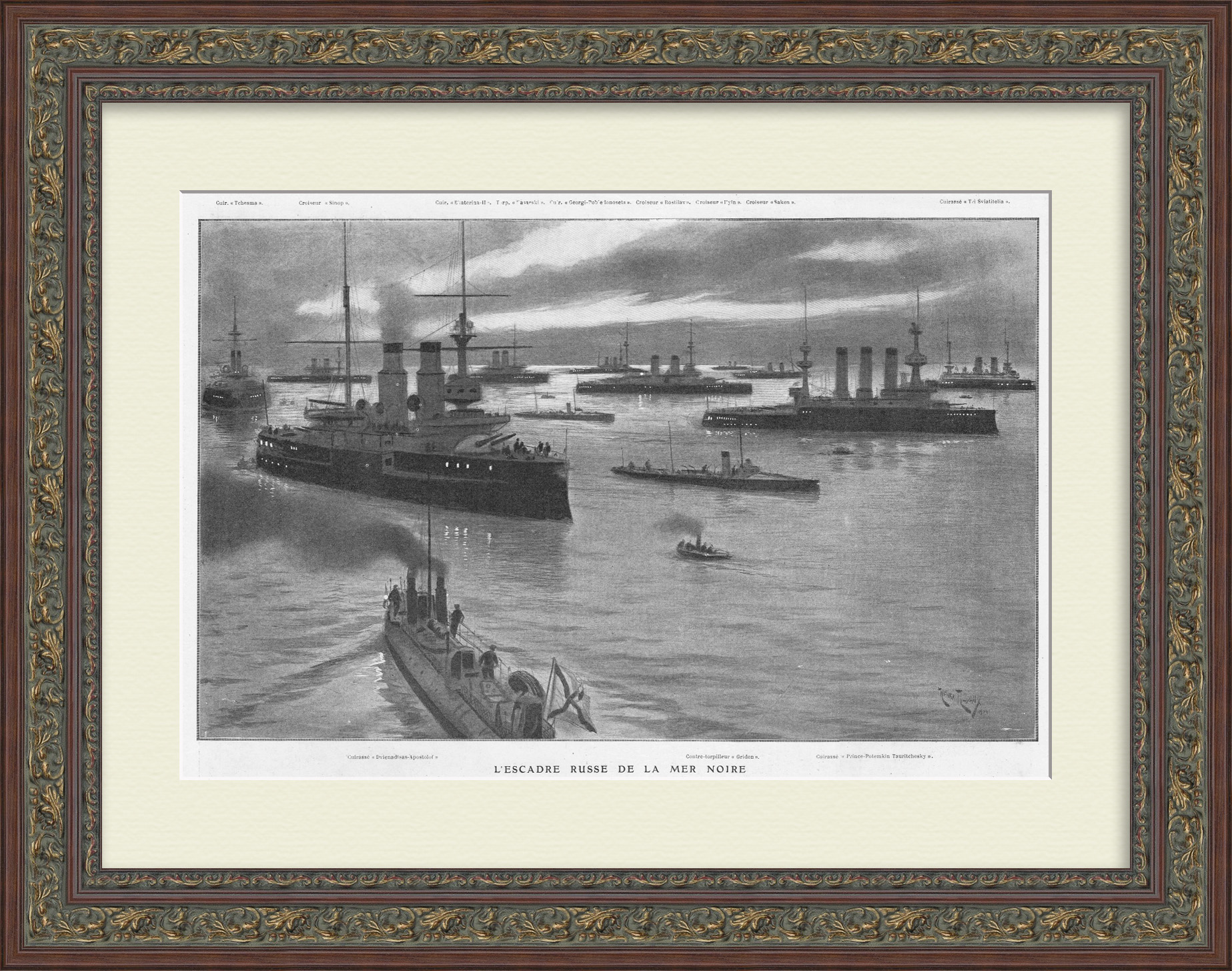 Русская эскадра на Черном море. Старинная иллюстрация Русская эскадра на Черном море. Старинная иллюстрация