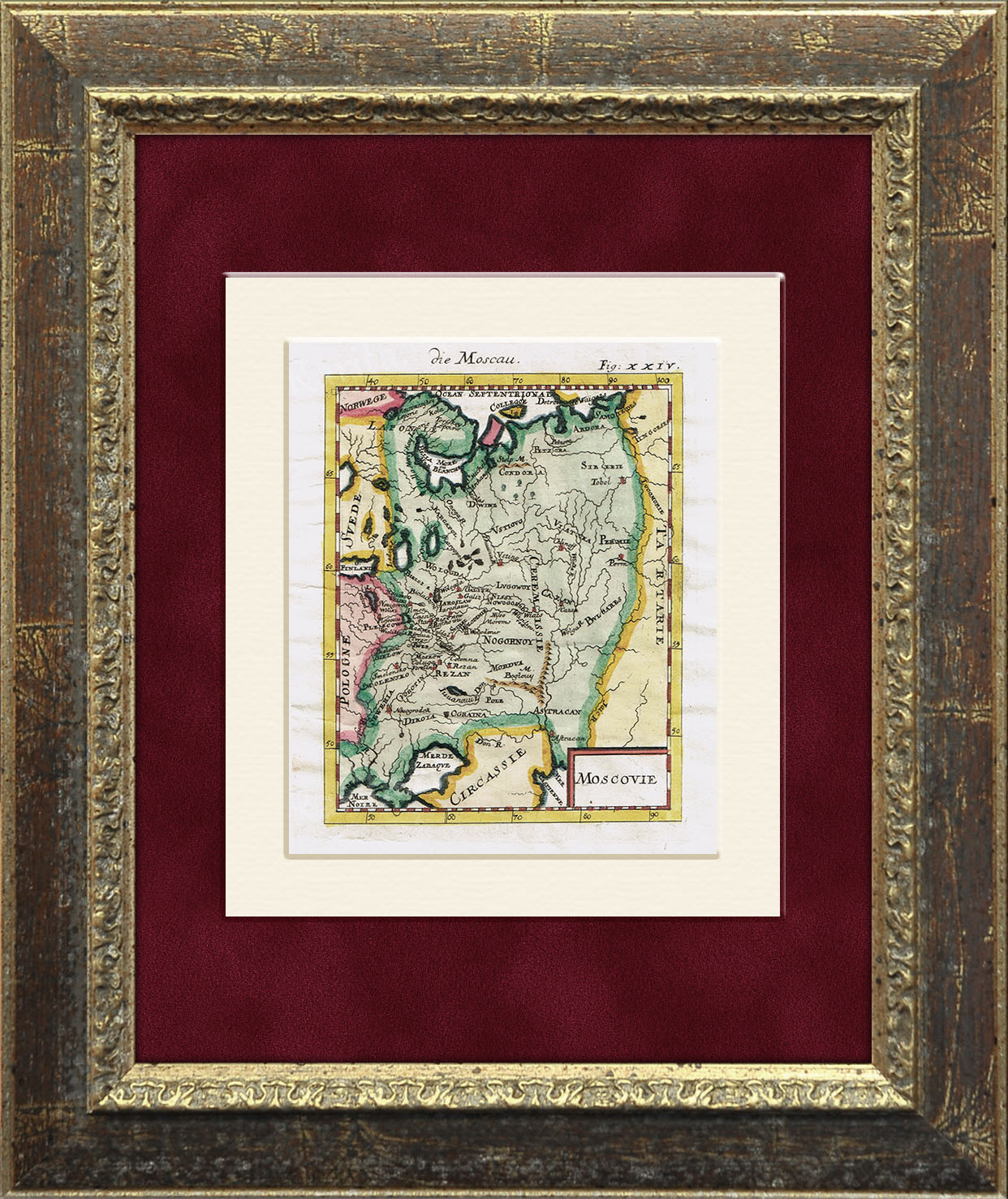 Московия 1684 год, гравированная карта картографа Аллена Маннесона Малле Московия 1684 год, гравированная карта картографа Аллена Маннесона Малле