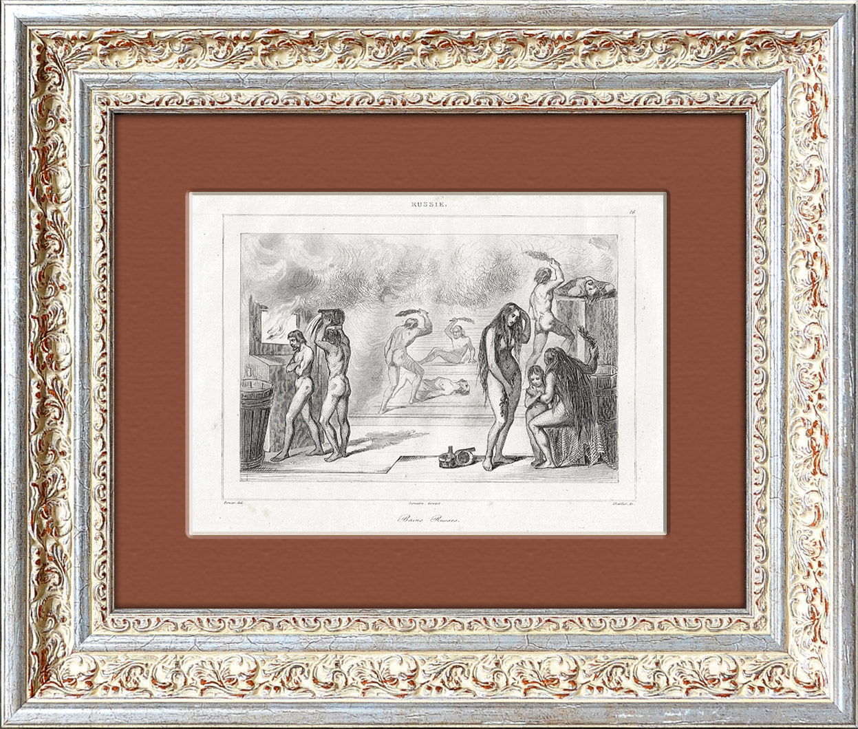 Русская баня, старинная гравюра