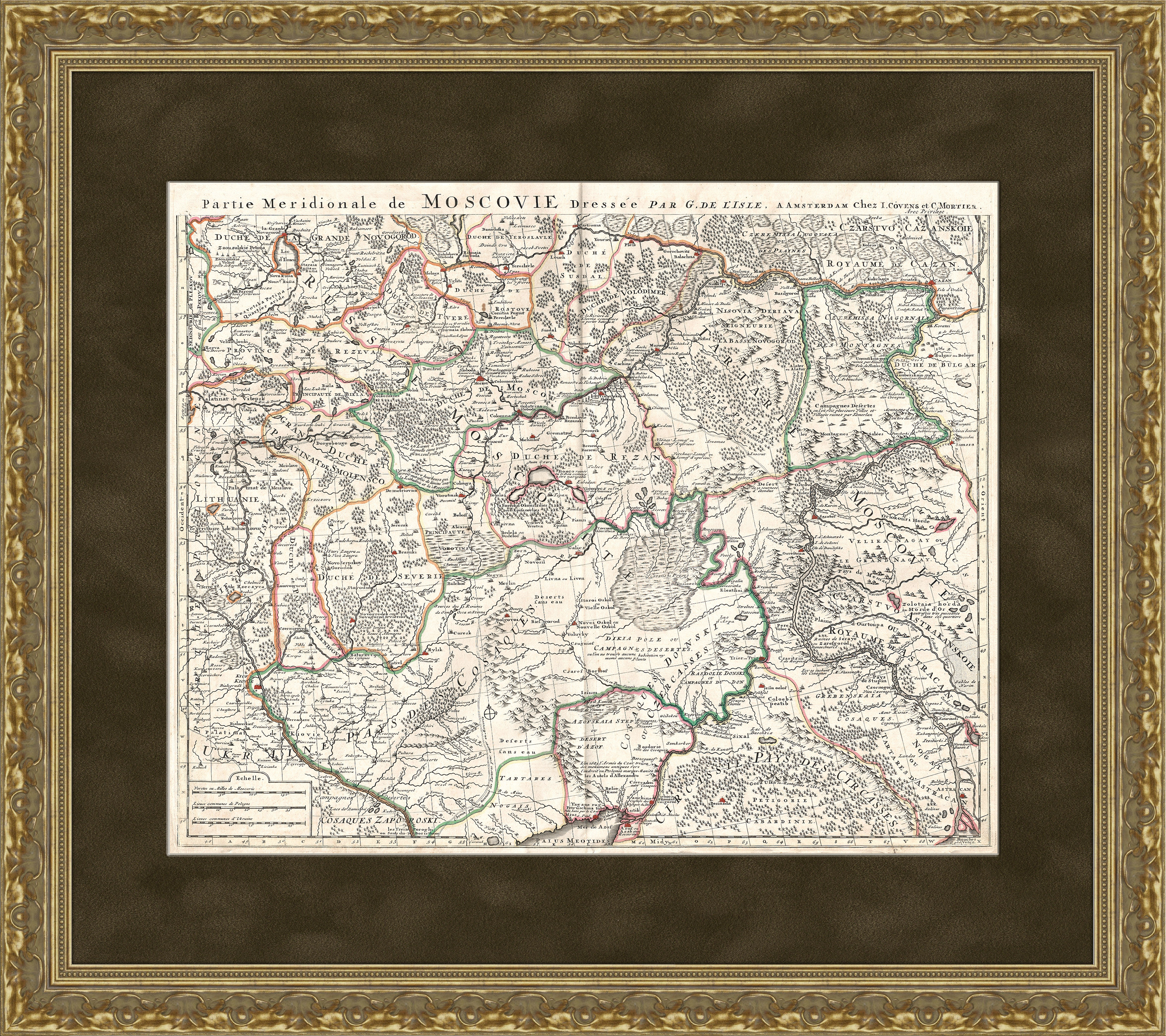 Южная часть Московии на большой карте 1730 года, коллекционный раритет Южная часть Московии на большой карте 1730 года, коллекционный раритет