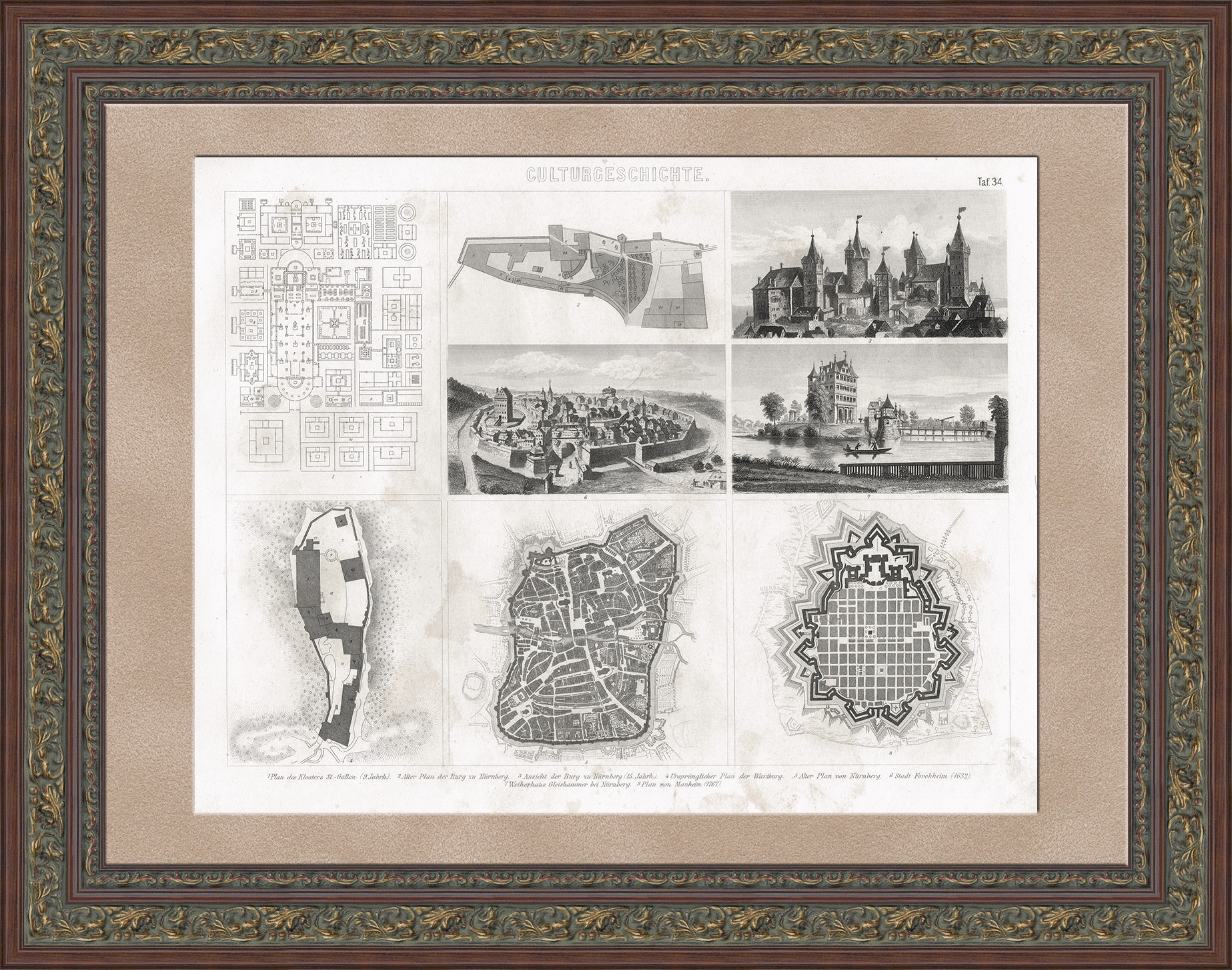 Города и замки Западной Европы, старинная гравюра 19 века Города и замки Западной Европы, старинная гравюра 19 века