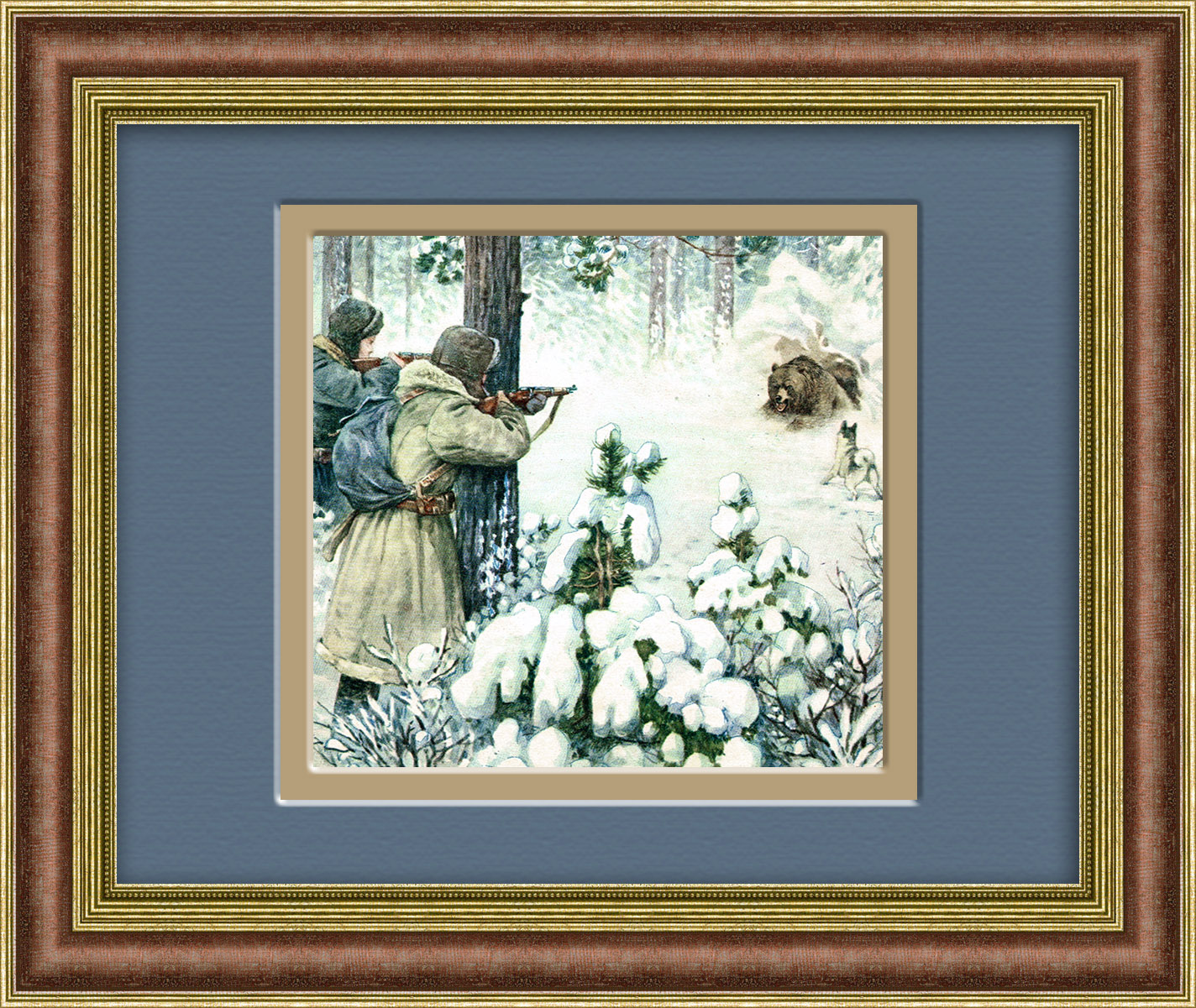 Охота на медведя. Тиражная иллюстрация Охота на медведя. Тиражная иллюстрация